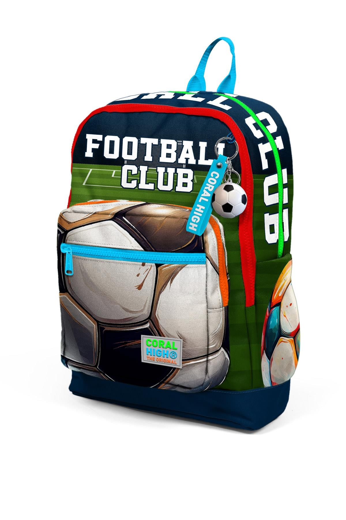 Coral High Kids Lacivert Futbol Desenli Dört Bölmeli Okul Sırt Çantası 23779