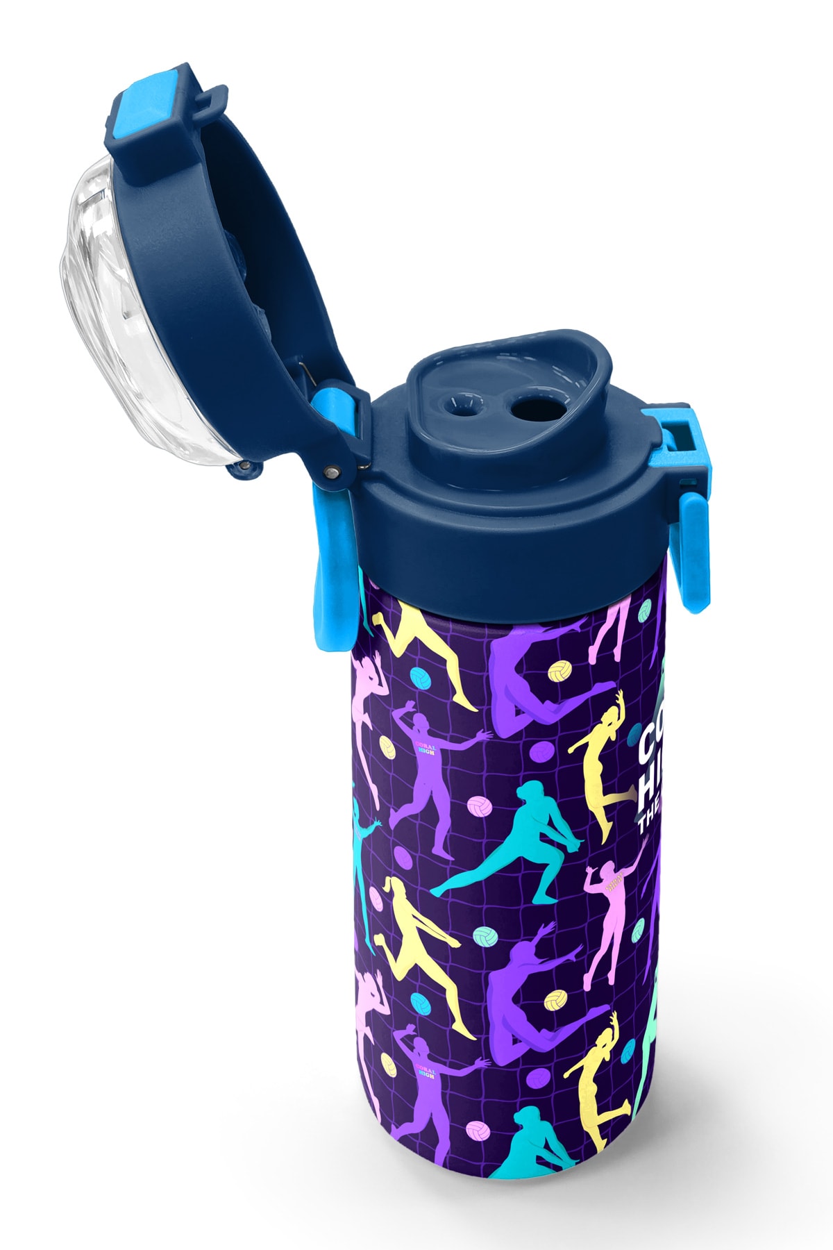 Coral High Kids Mor Voleybol Desenli Pipetli ve Direkt İçim Çelik Termos 500 ml 31849