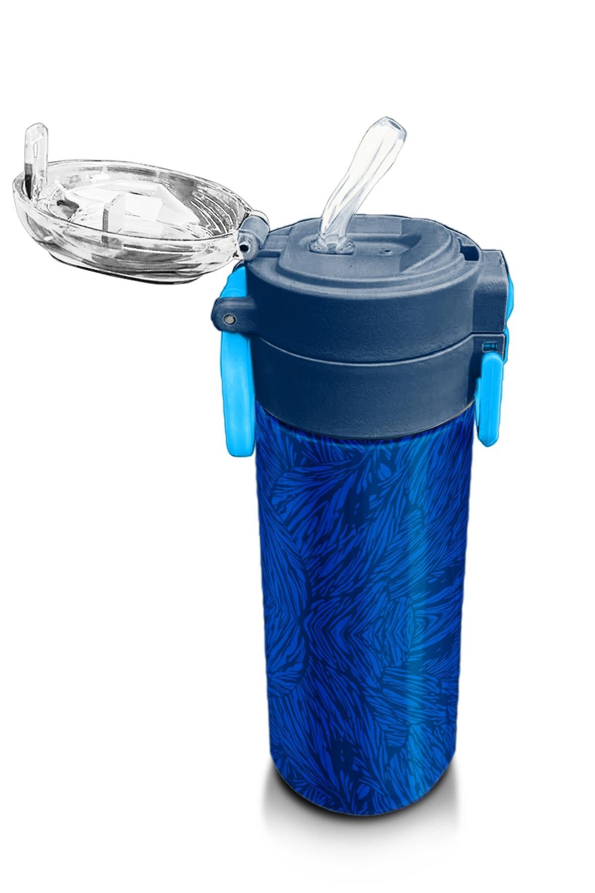Coral High Kids Lacivert Saks Futbol Desenli Pipetli ve Direkt İçim Çelik Termos 500 ml 31897