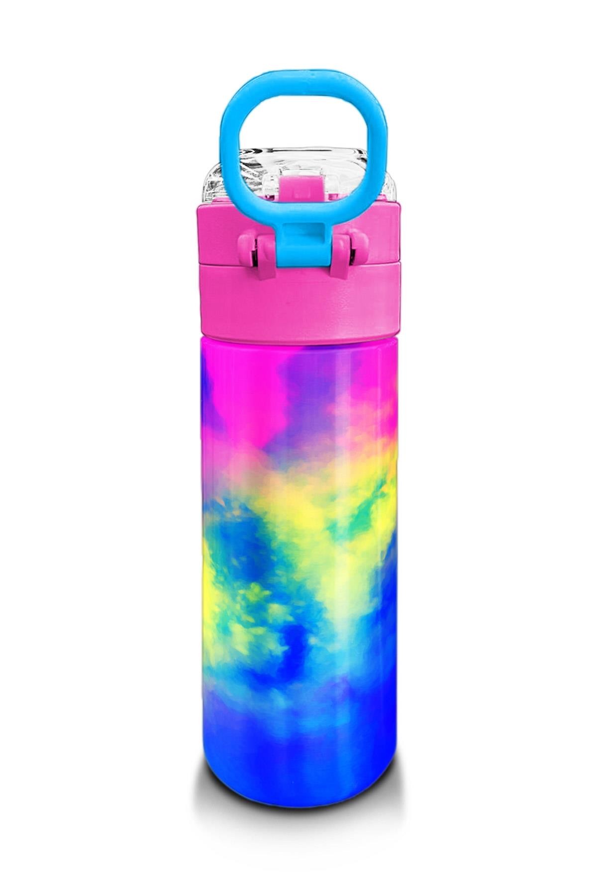 Coral High Kids Renkli Batik Desenli Pipetli ve Direkt İçim Çelik Termos 500 ml 31958