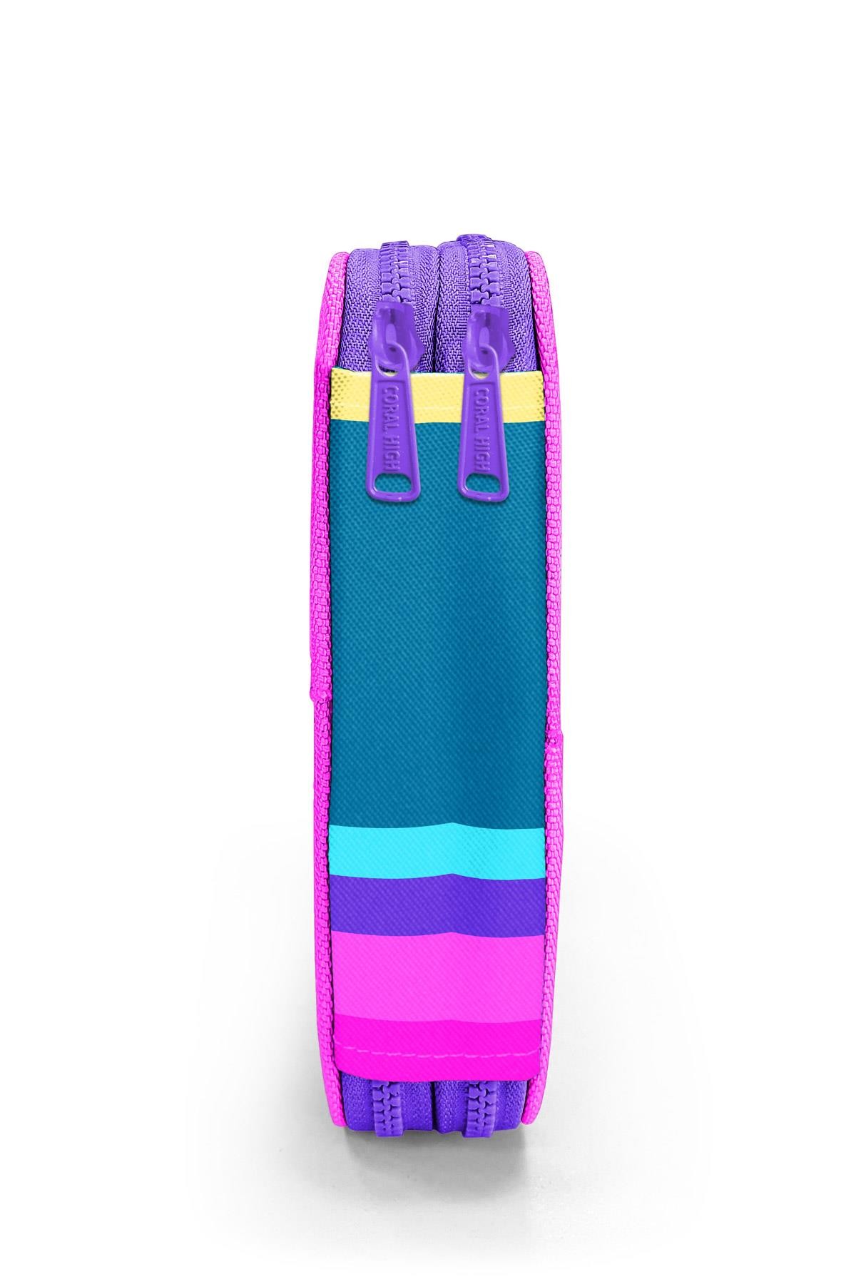 Coral High Kids Pembe Pastel Renkli Çift Katlı Kalem Çanta 11136