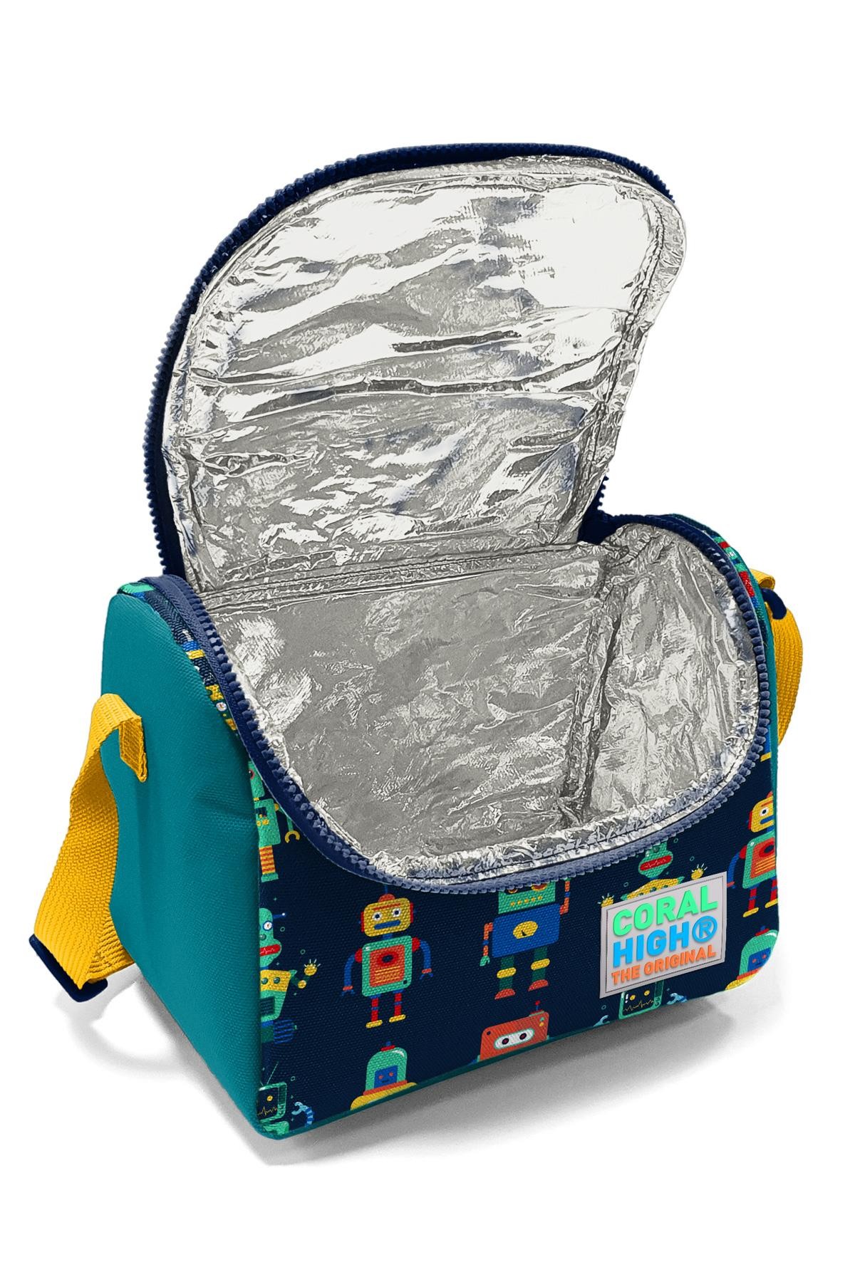 Coral High Kids Lacivert Robot Desenli Çekçekli 3'lü Çanta Seti SET0124025
