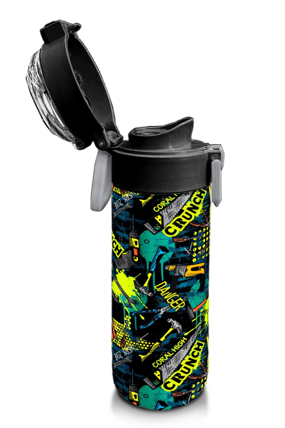 Coral High Kids Nefti Siyah Tamir Seti Desenli Pipetli ve Direkt İçim Çelik Termos 500 ml 31974