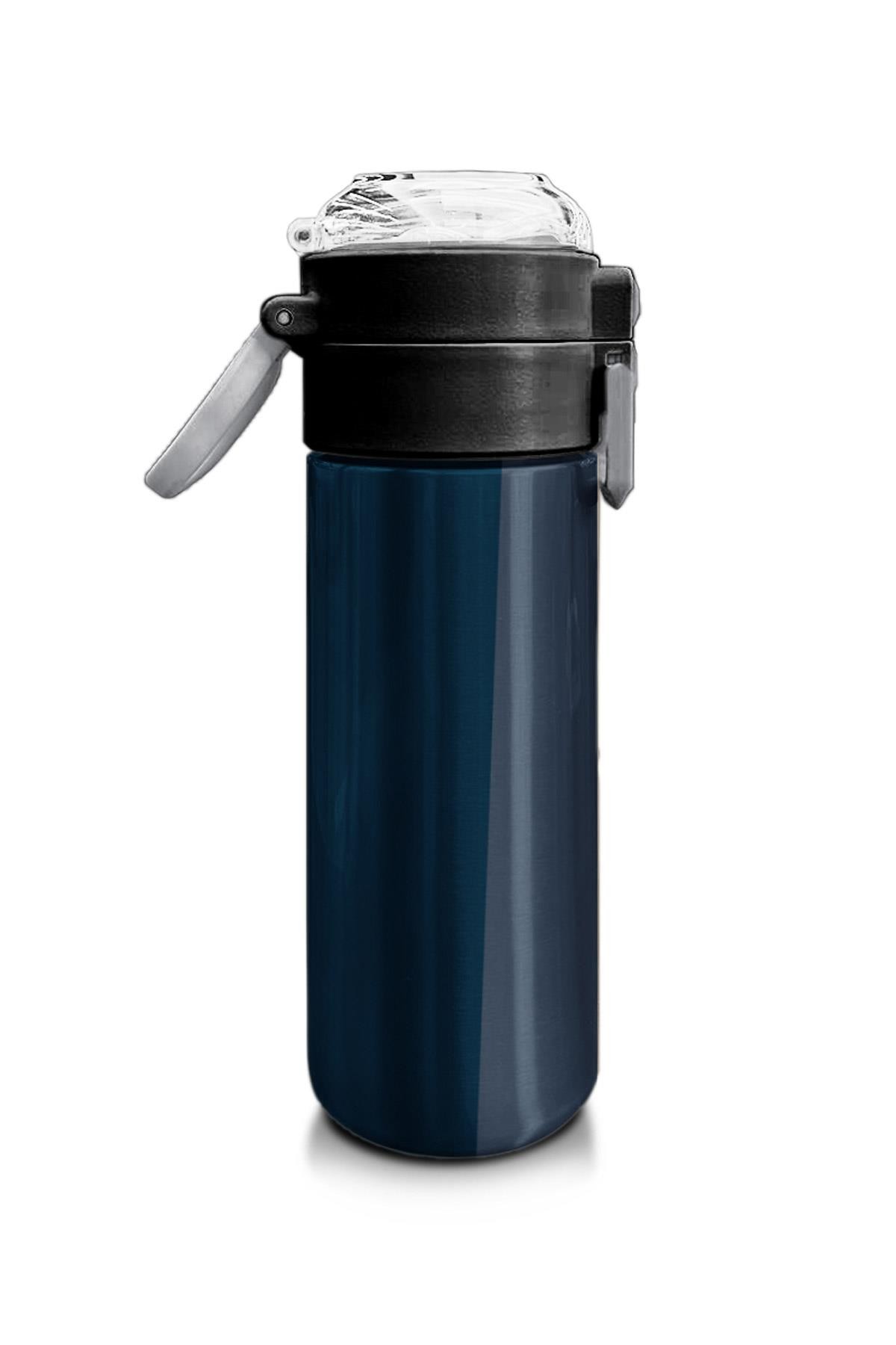 Coral High Kids Lacivert Turuncu Çizgili Pipetli ve Direkt İçim Çelik Termos 500 ml 31998