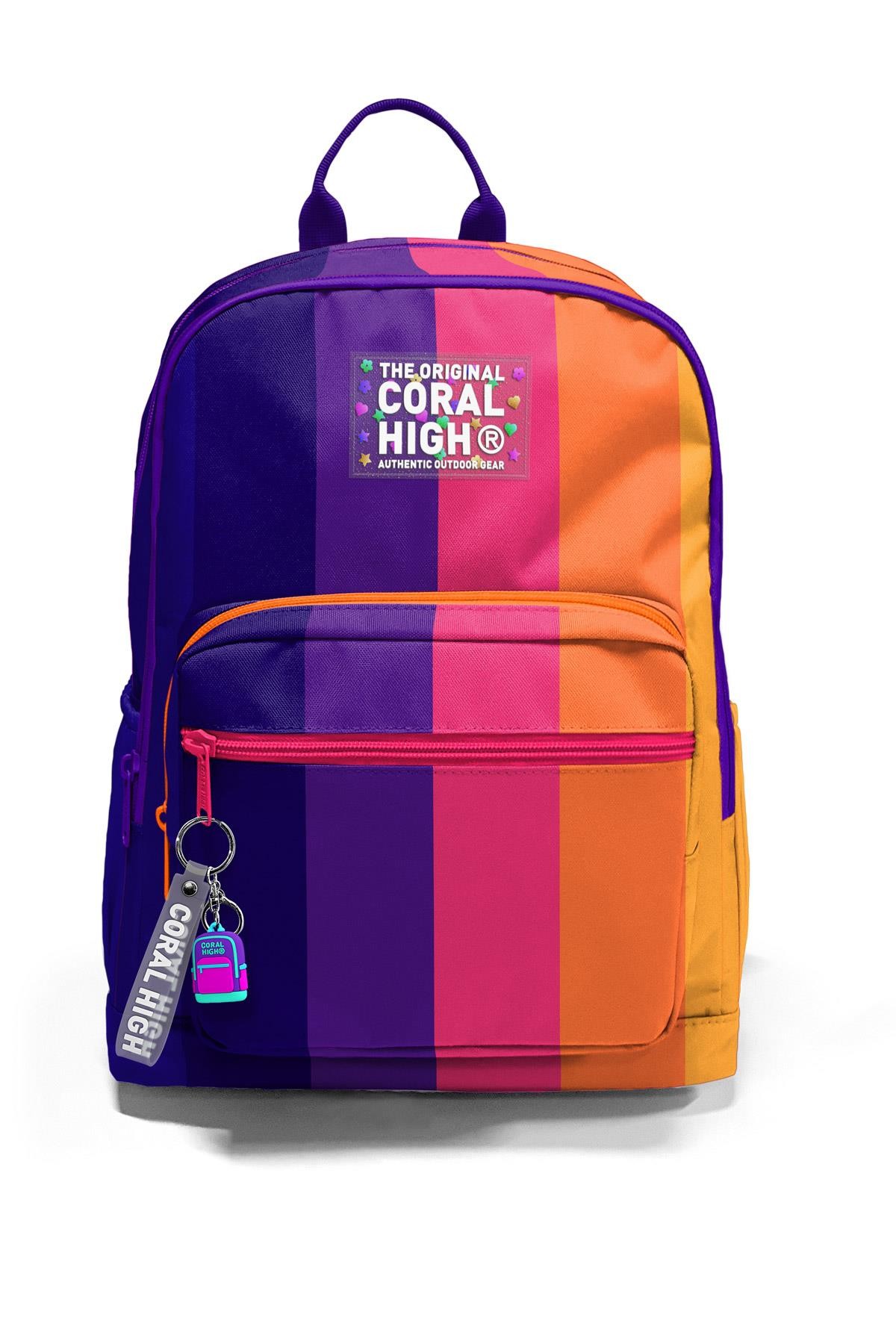Coral High Renkli Çizgili Okul Sırt Çantası 23674