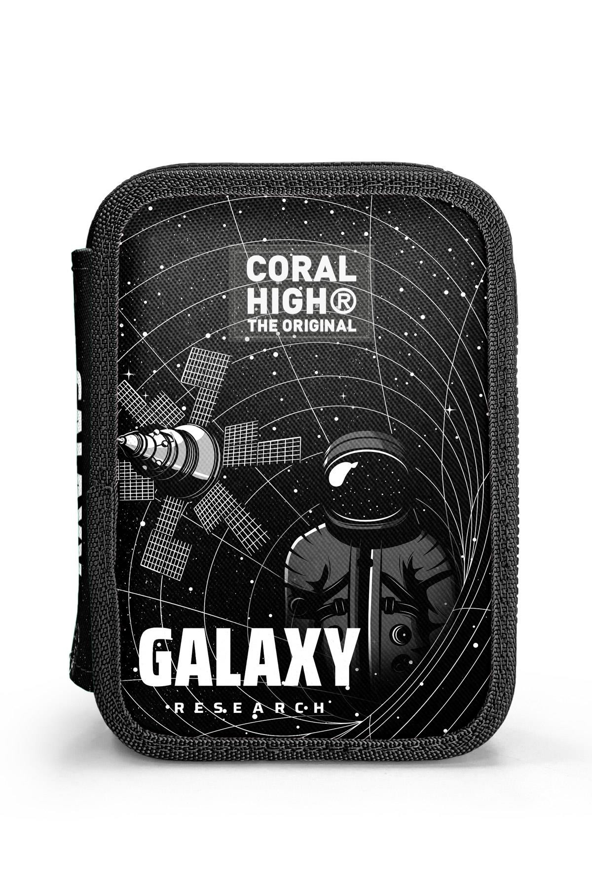 Coral High Siyah Galaxy Desenli Çift Katlı Kalem Çanta 11148