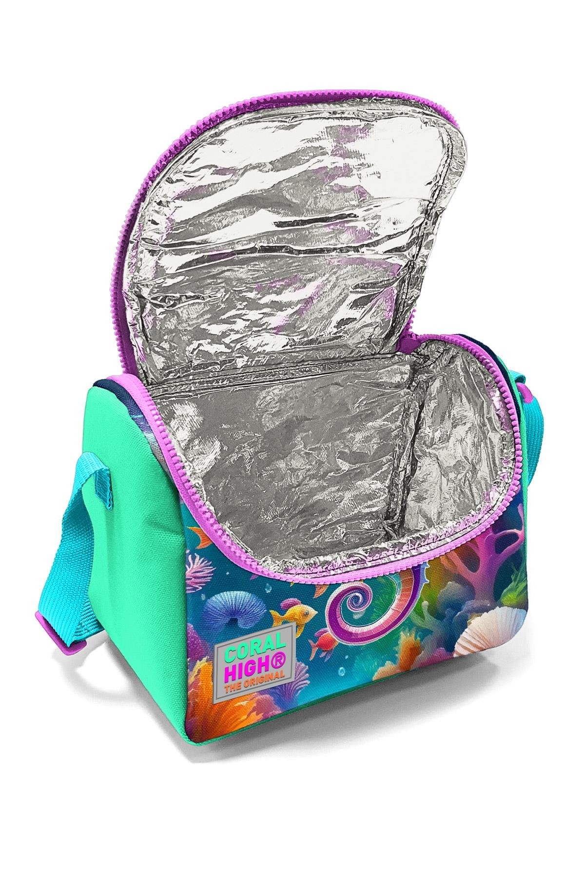 Coral High Kids Mavi Su Yeşili Denizatı Desenli Thermo Beslenme Çantas 11788