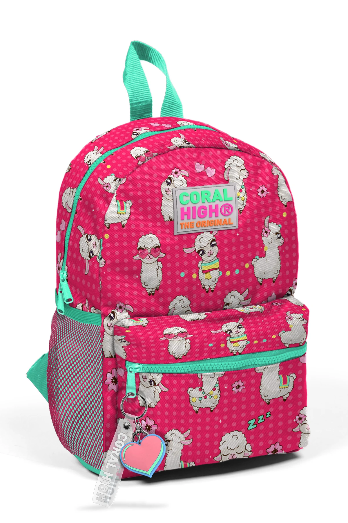 alpaca mini backpack The Cute Embroidered Alpaca Personalised Mini Roll Top Backpack for girls features a roll Mini Yuva Backpack Neon Coral