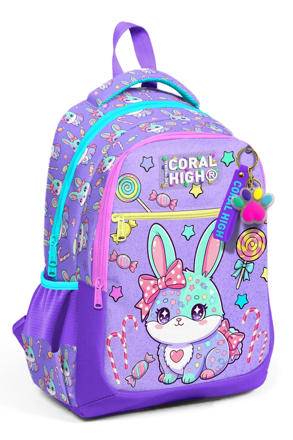 Coral High Kids Milka Su Yeşili Tavşan Desenli Üç Bölmeli Ok