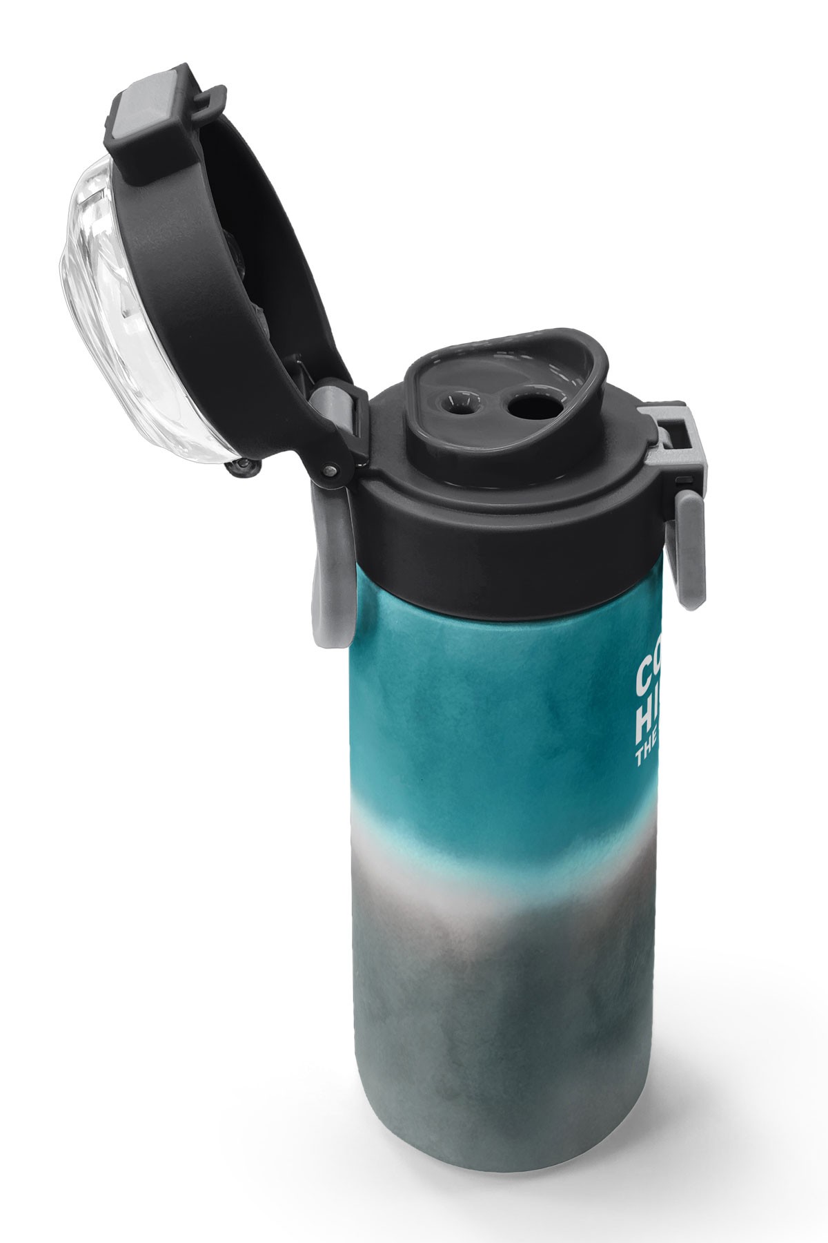 Coral High Kids Nefti Gri Renk Geçişli Desenli Pipetli ve Direkt İçim Çelik Termos 500 ml 31969