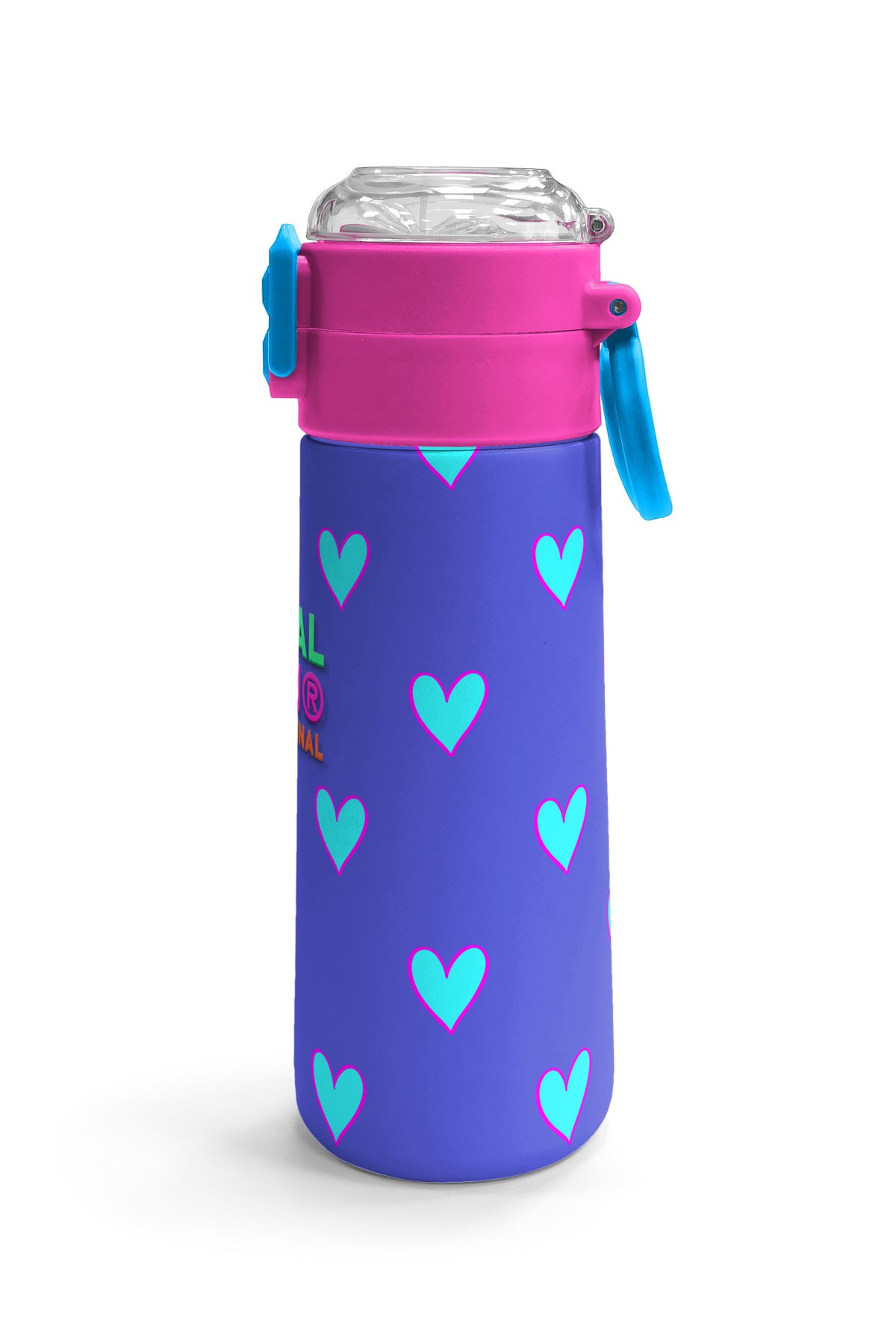 Coral High Kids Lavanta Pembe Kalp Desenli Pipetli ve Direkt İçim Çelik Termos 500 ml 31922