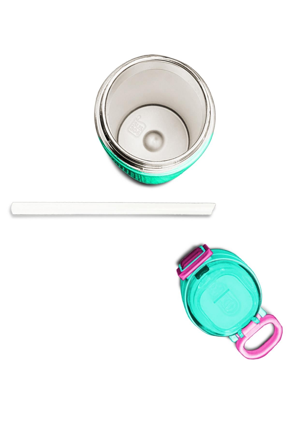 Coral High Kids Pembe Su Yeşili Pipetli ve Direkt İçim Çelik Termos 500 ml 31825