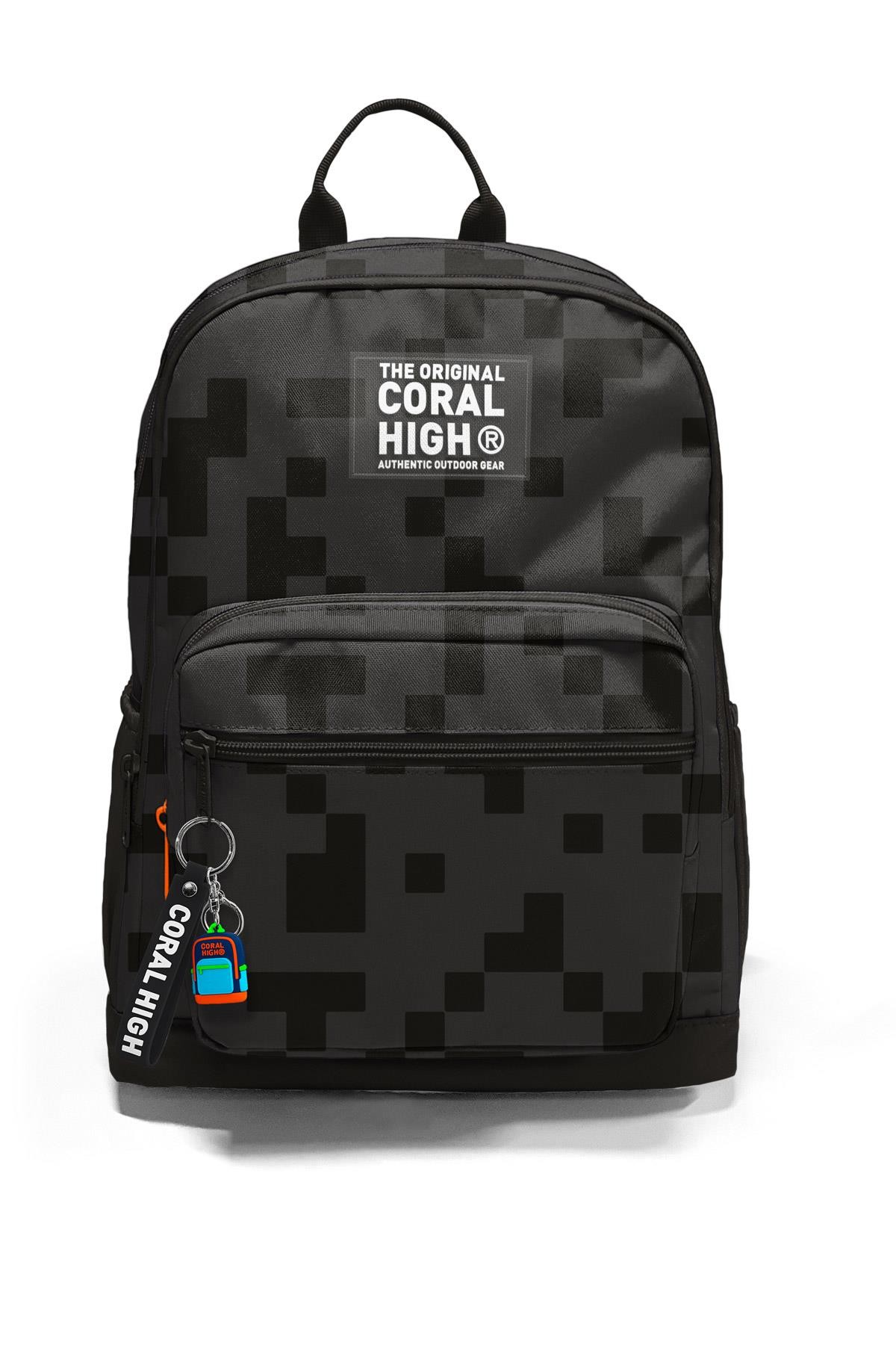 Coral High Siyah Blok Desenli Okul Sırt Çantası 23694