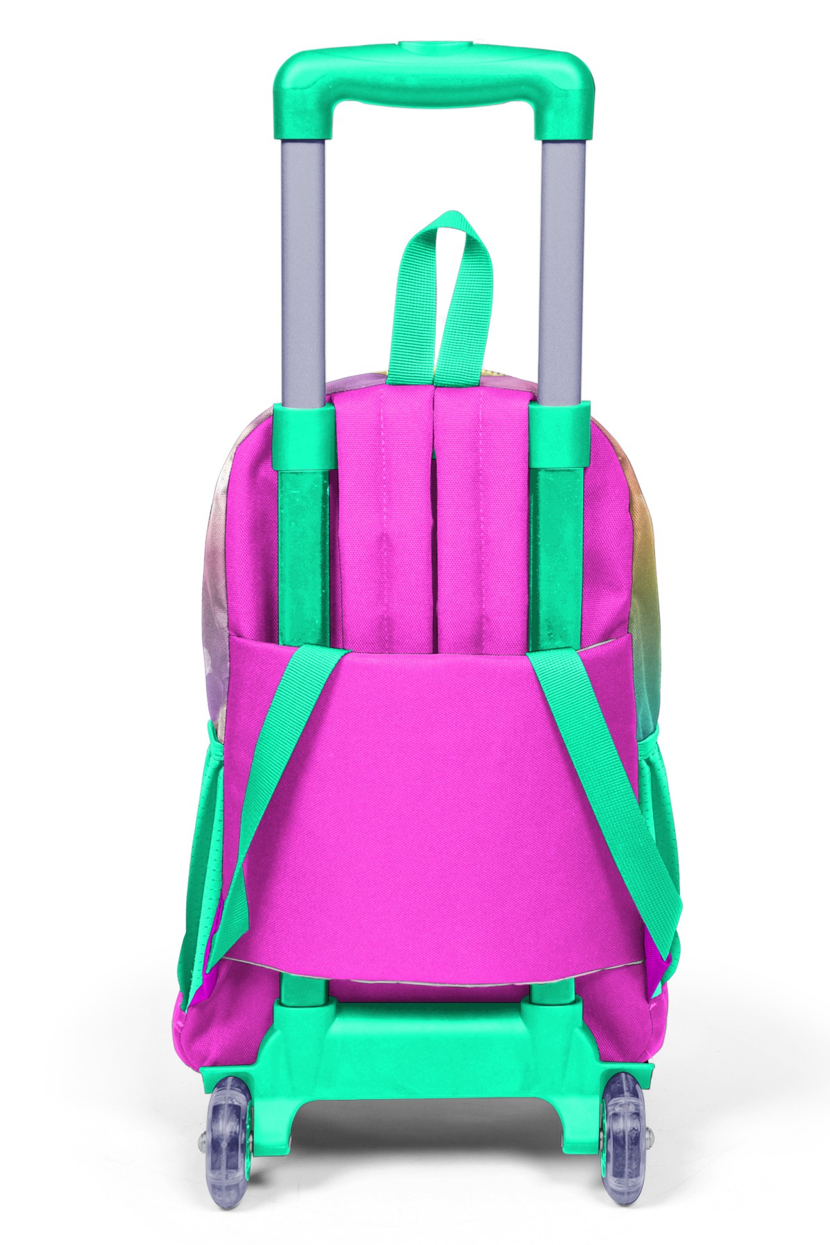 Coral High Kids Pembe Su Yeşili Unicornlu Kız Desenli Üç Bölmeli Çekçekli Okul Sırt Çantası 23933
