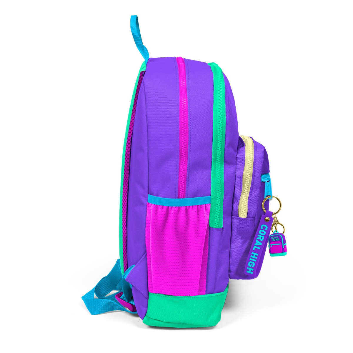 Coral High Kids Mor Renk Detaylı Dört Bölmeli USB Şarjlı Kulaklık Çıkışlı Okul Sırt Çantası 23834