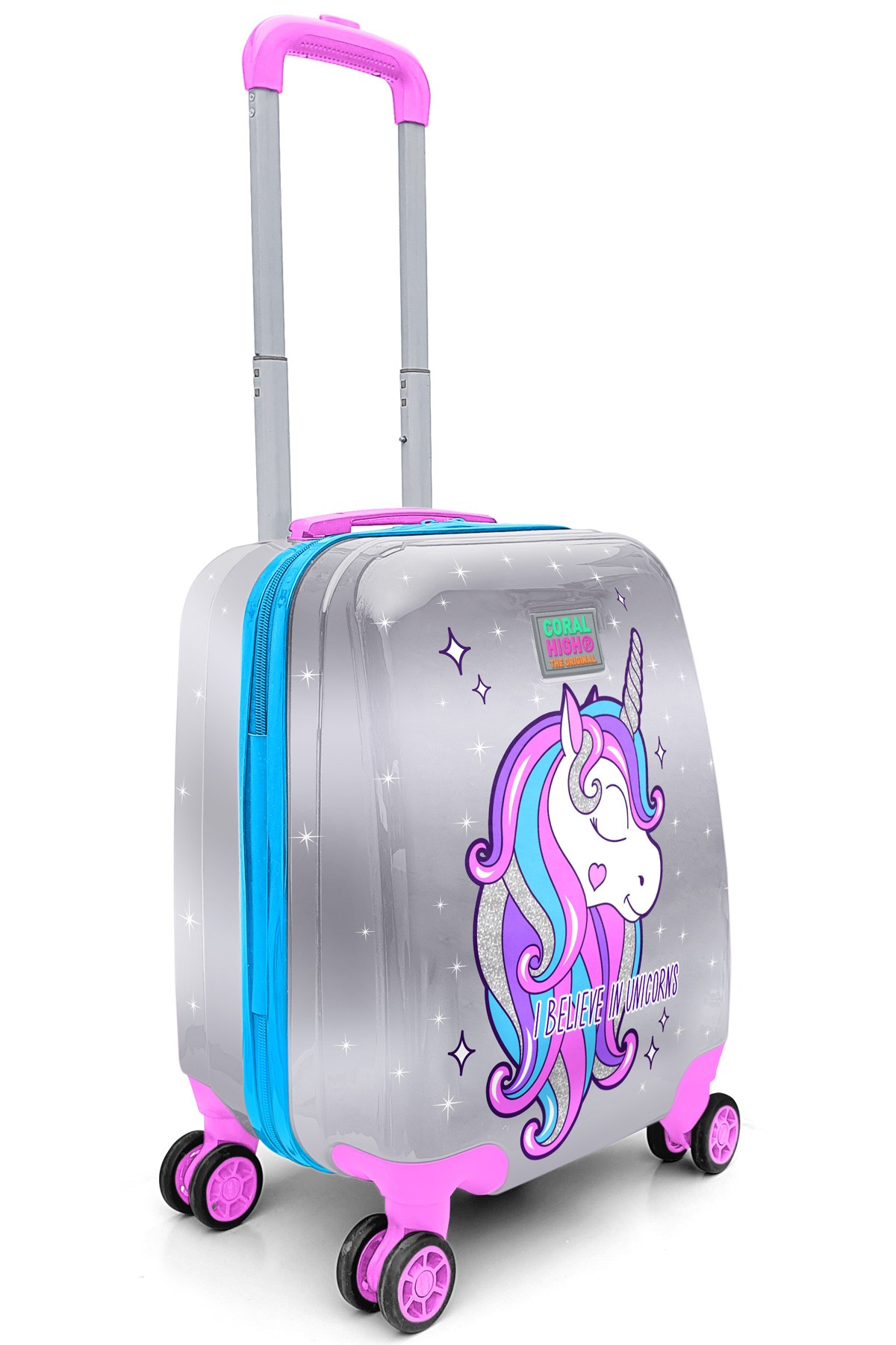 Coral High Kids Pembe Gümüş Unicorn Desenli Çocuk Valizi 16728