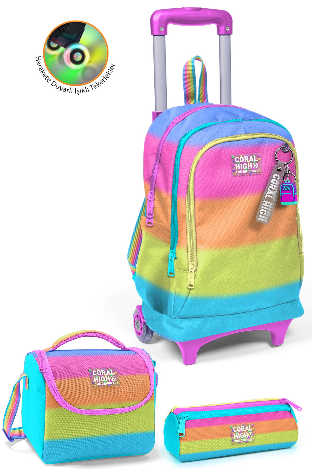 Coral High Kids Renkli Çizgili 3’lü Okul Çanta Seti SET0123970