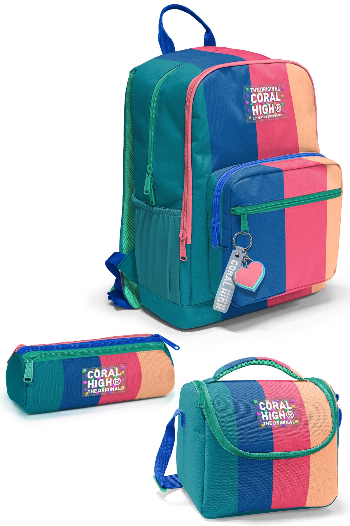 Coral High Renkli Çizgili 3’lü Okul Çanta Seti SET0123679