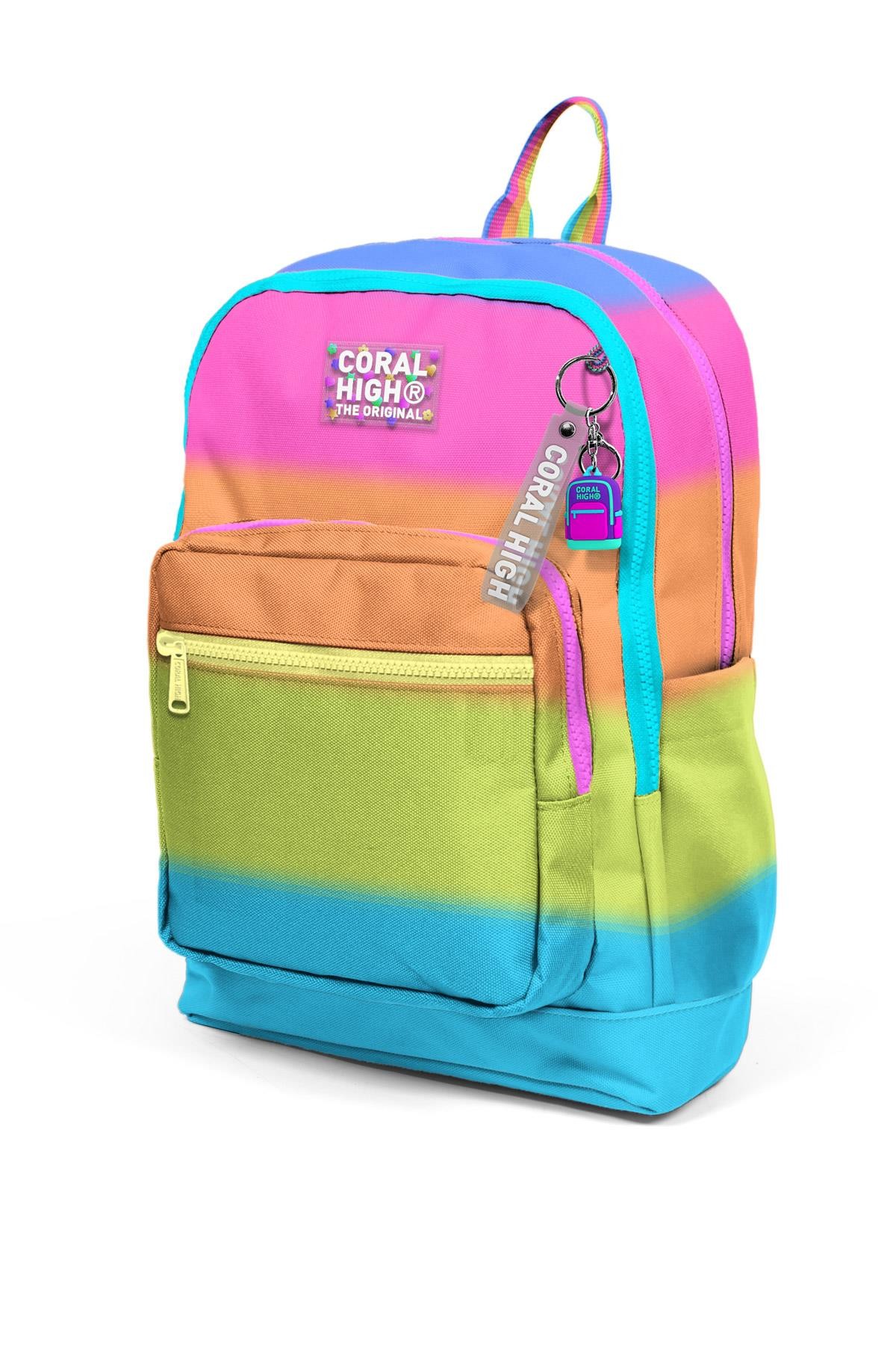 Coral High Kids Renkli Çizgili Dört Bölmeli Okul Sırt Çantası 23770