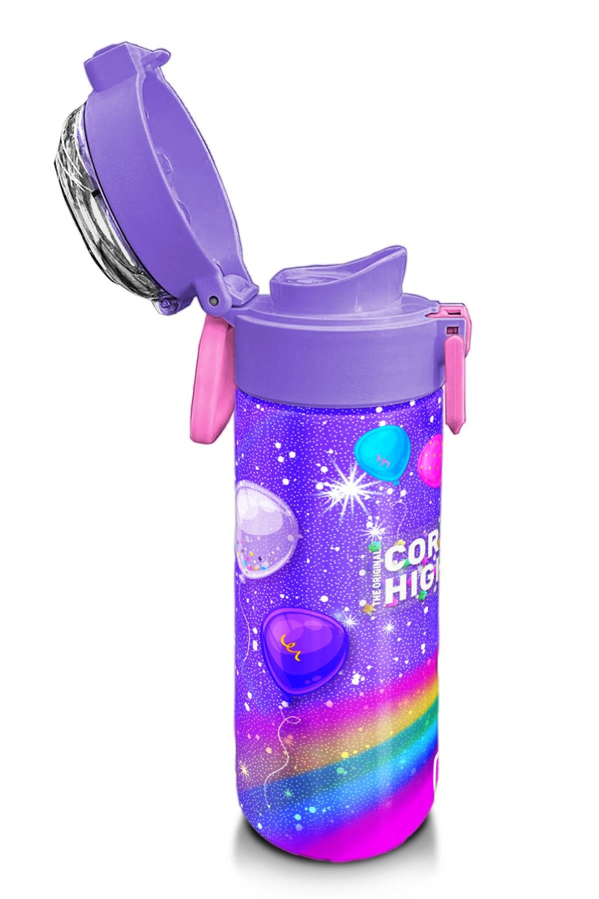 Coral High Kids Mor Unicorn Desenli Pipetli ve Direkt İçim Çelik Termos 500 ml 31837