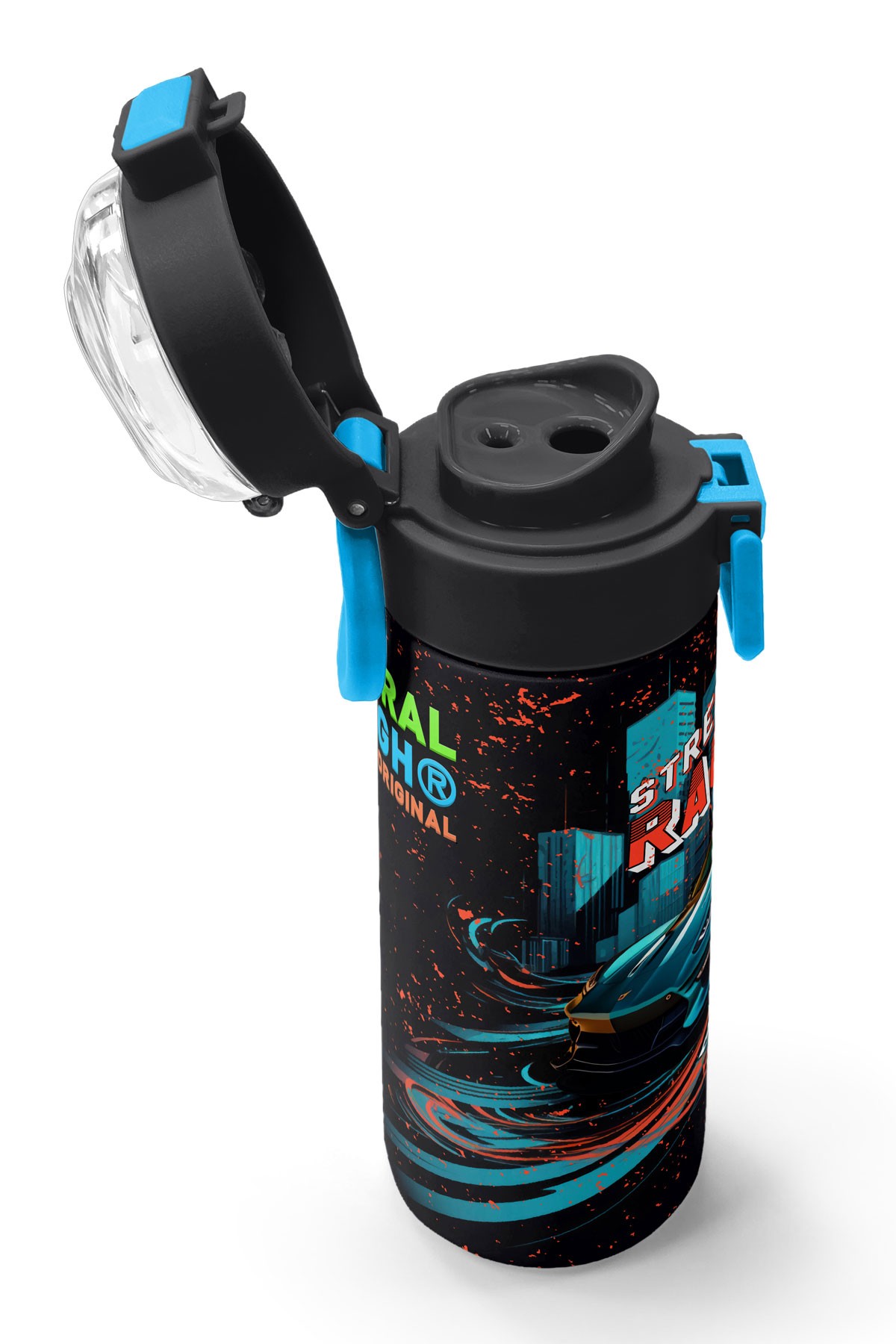 Coral High Kids Nefti Yarış Arabası Desenli Pipetli ve Direkt İçim Çelik Termos 500 ml 31966