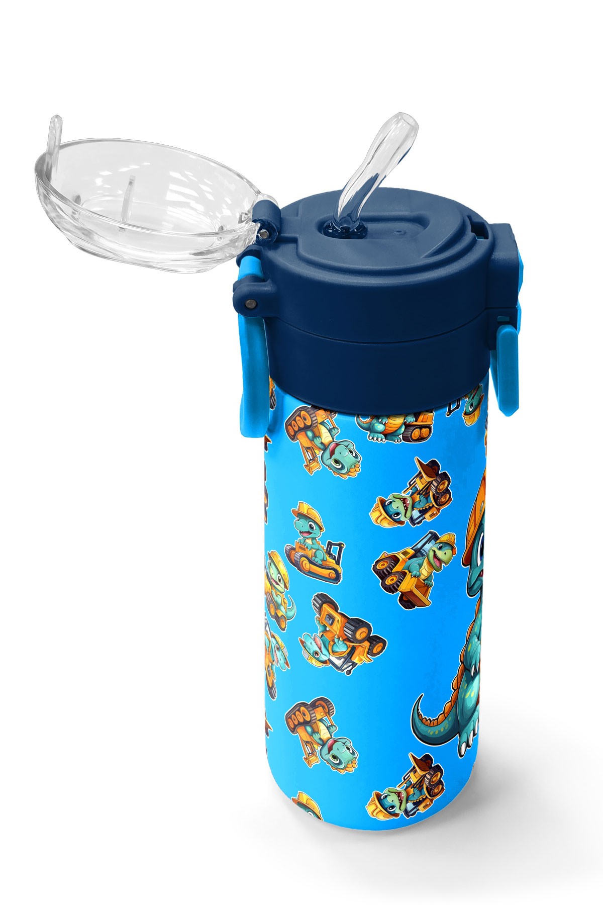 Coral High Kids Mavi Dinozor Desenli Pipetli ve Direkt İçim Çelik Termos 500 ml 31799
