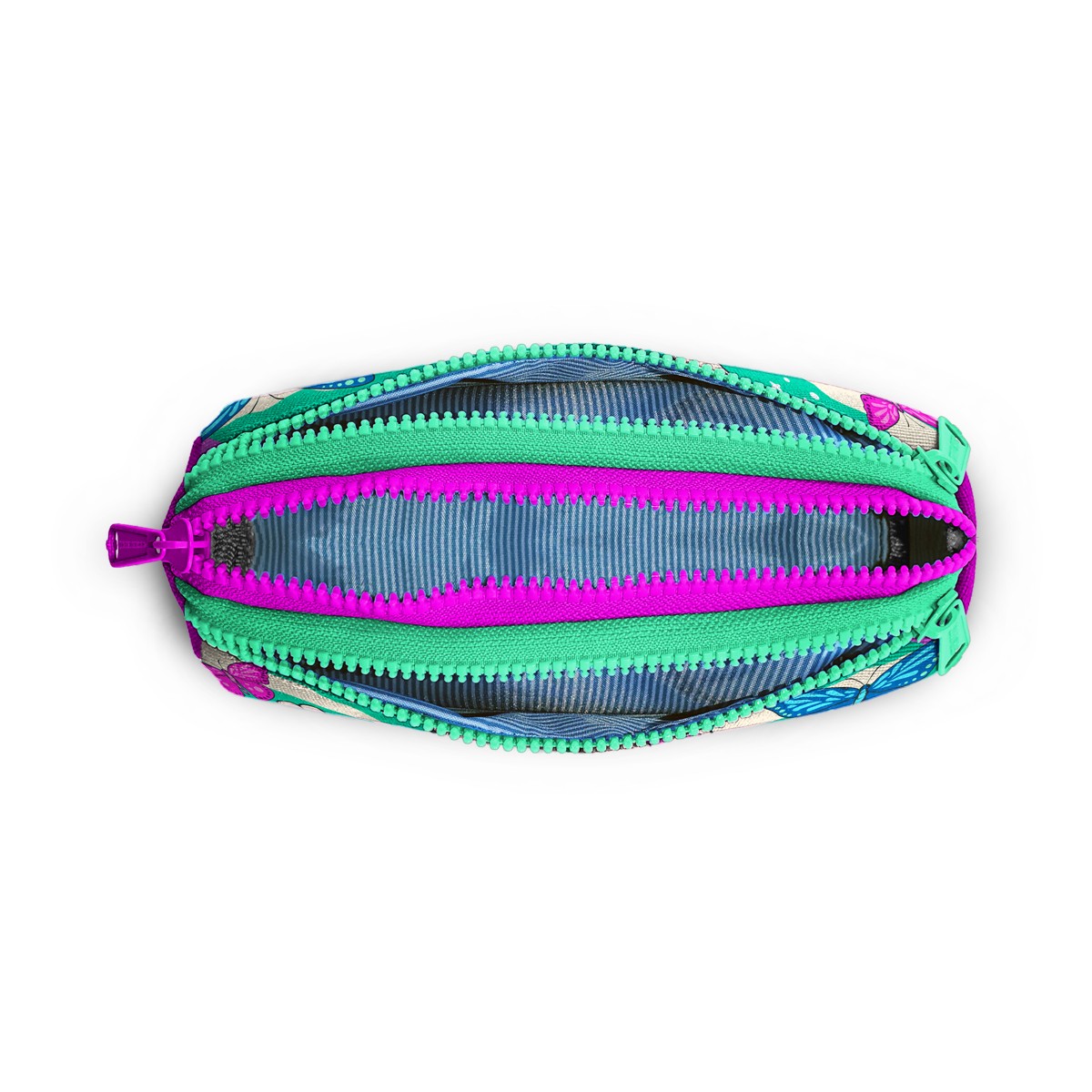 Coral High Kids Su Yeşili Pembe Kedi Desenli Üç Bölmeli Kalem Çantası 22007