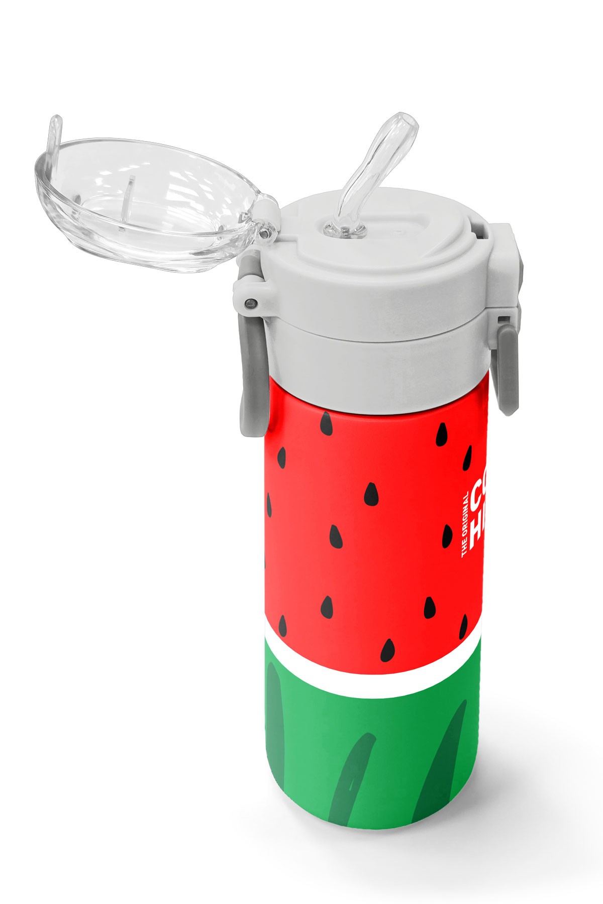 Coral High Kids Kırmızı Yeşil Karpuz Desenli Pipetli ve Direkt İçim Çelik Termos 500 ml 31866