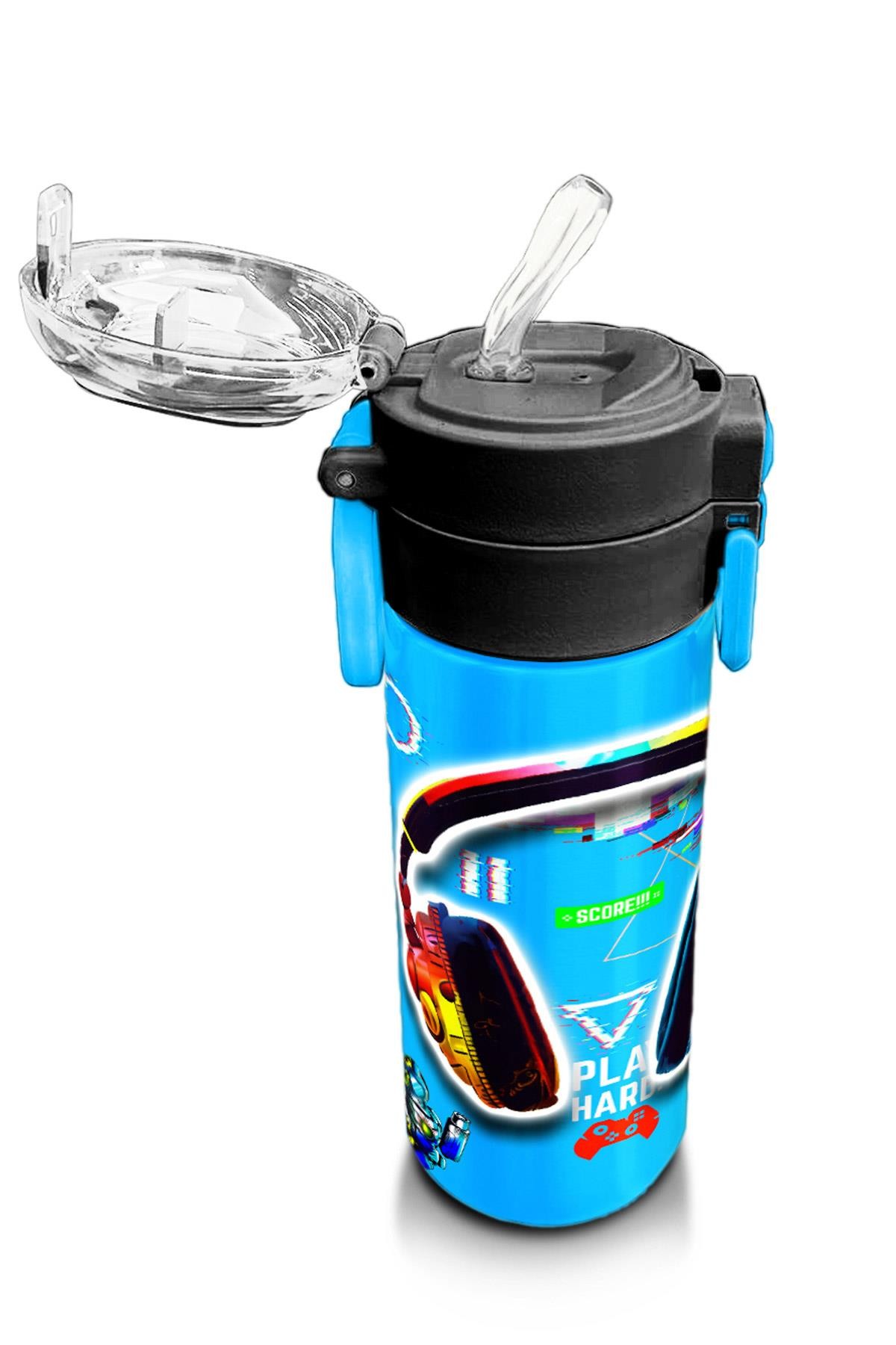 Coral High Kids Kulaklık Game Desenli Pipetli ve Direkt İçim Çelik Termos 500 ml 31841