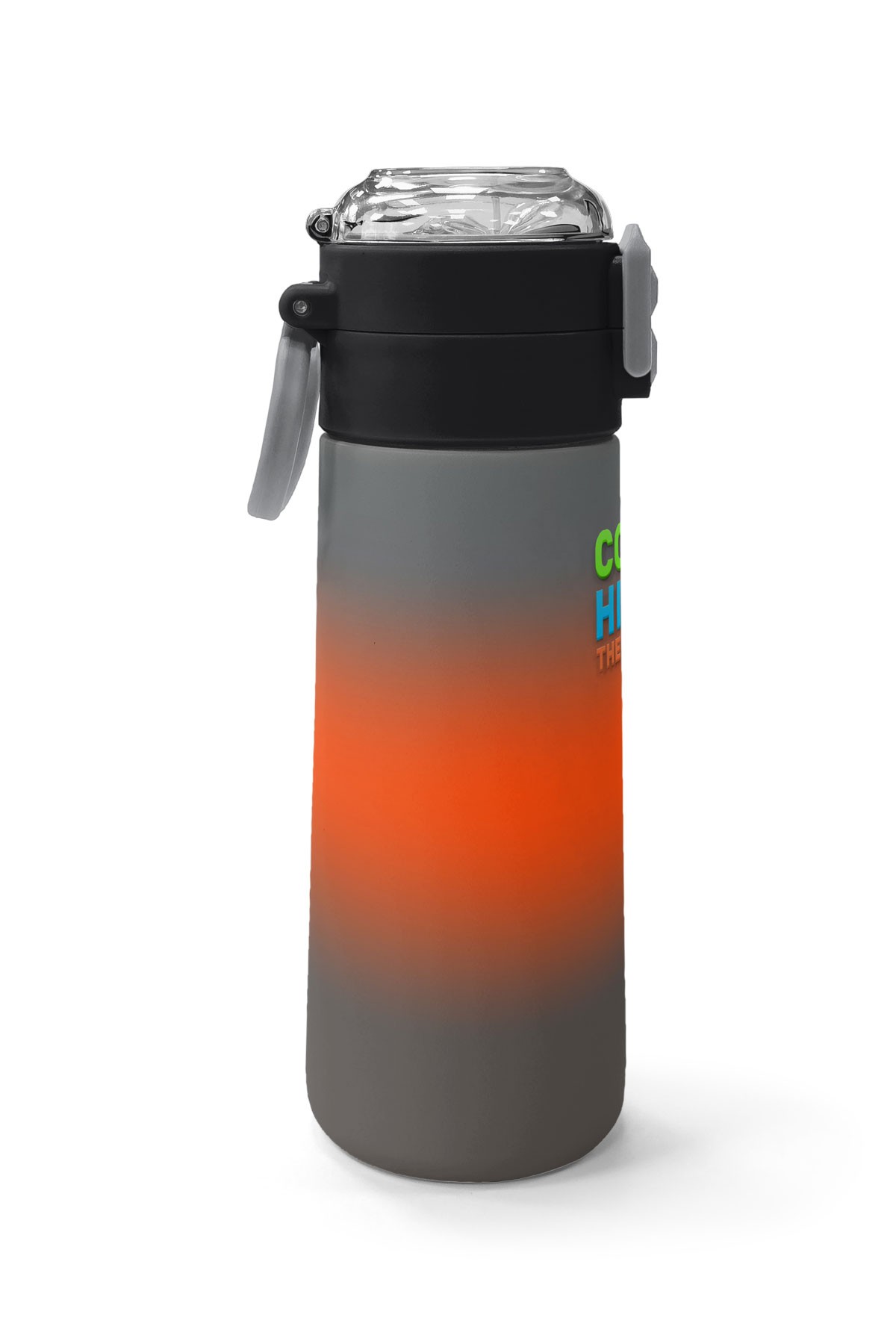 Coral High Kids Gri Turuncu Renk Geçişli Pipetli ve Direkt İçim Çelik Termos 500 ml 31949