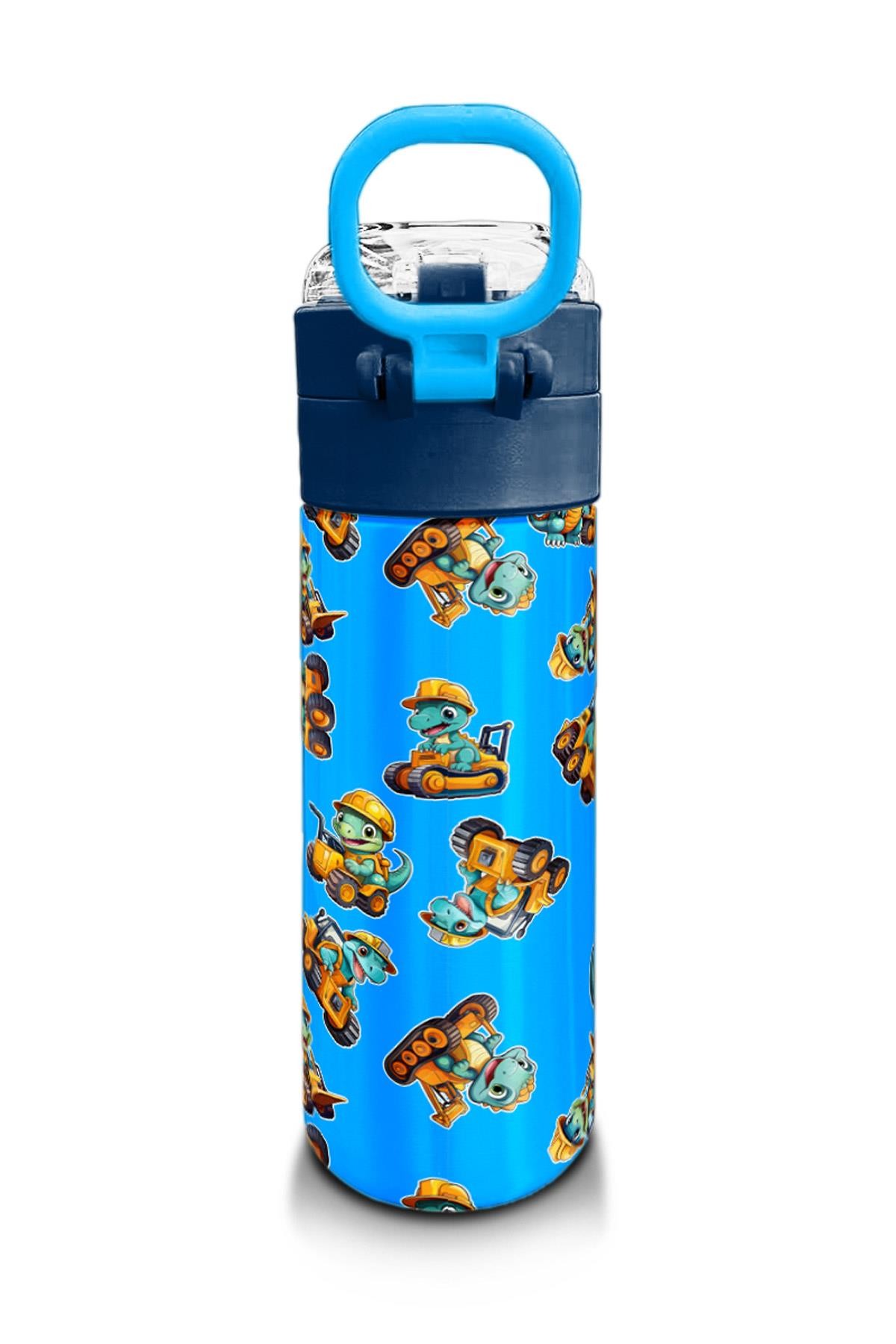 Coral High Kids Mavi Dinozor Desenli Pipetli ve Direkt İçim Çelik Termos 500 ml 31799