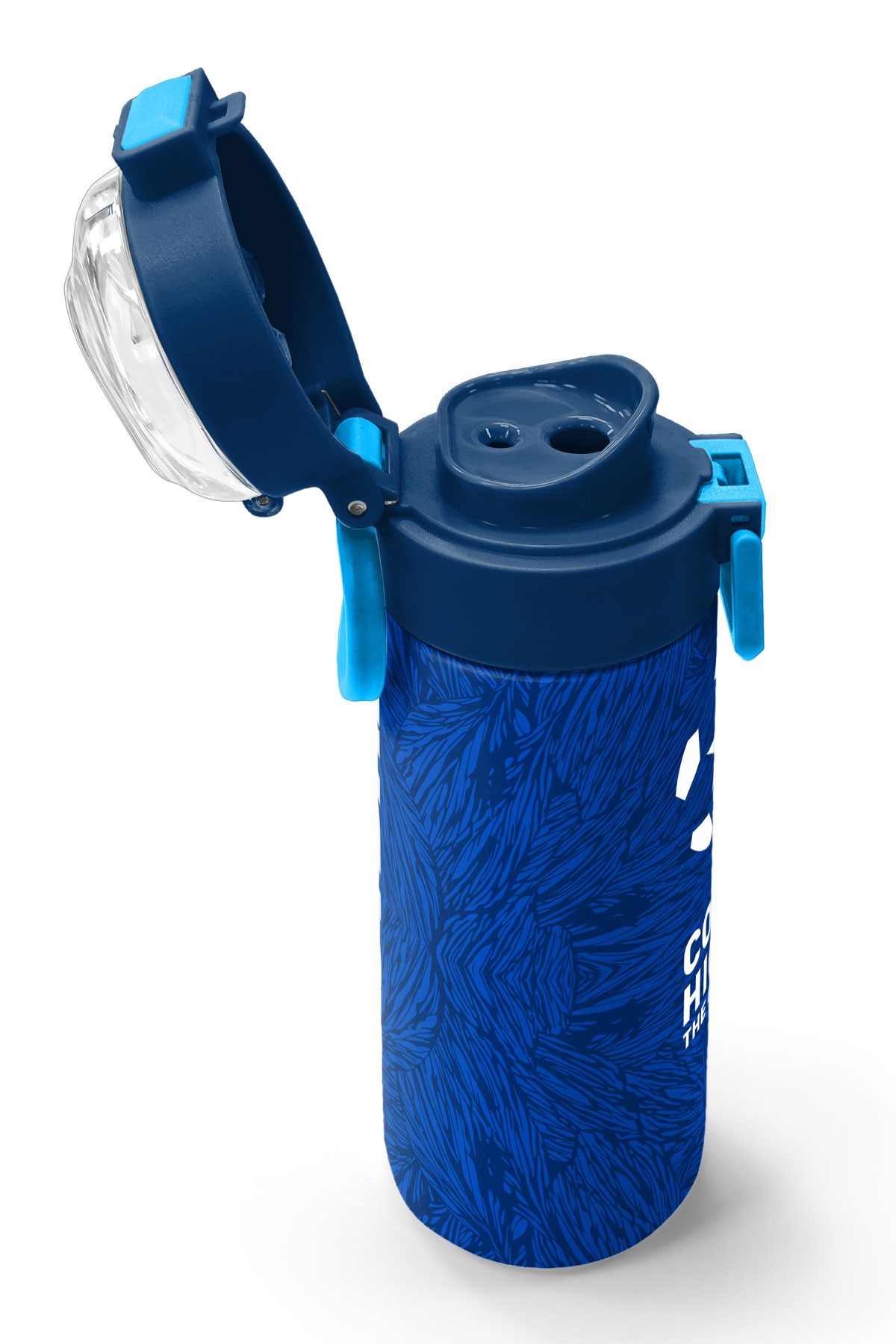 Coral High Kids Lacivert Saks Futbol Desenli Pipetli ve Direkt İçim Çelik Termos 500 ml 31897