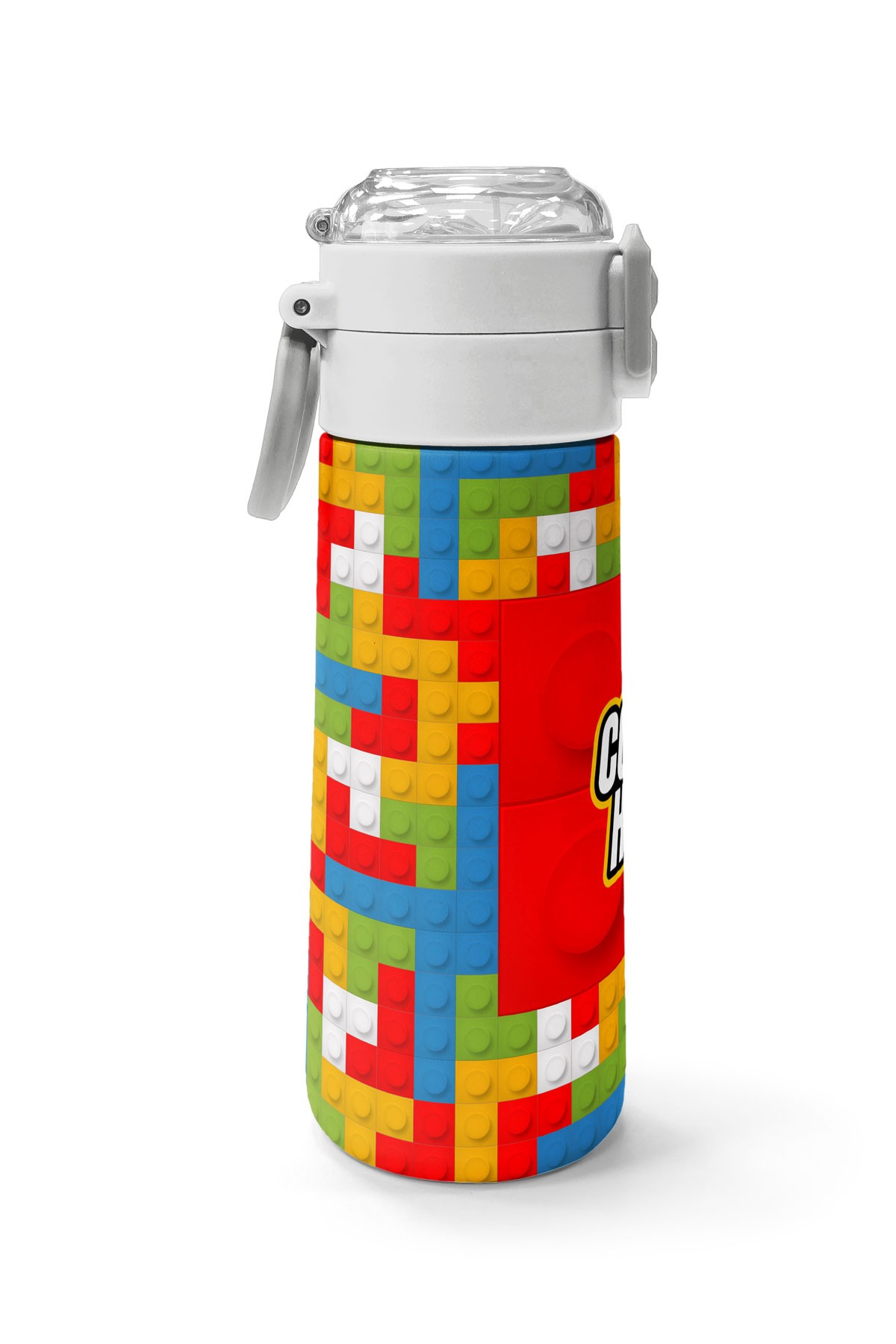 Coral High Kids Blok Desenli Pipetli ve Direkt İçim Çelik Termos 500 ml 31991