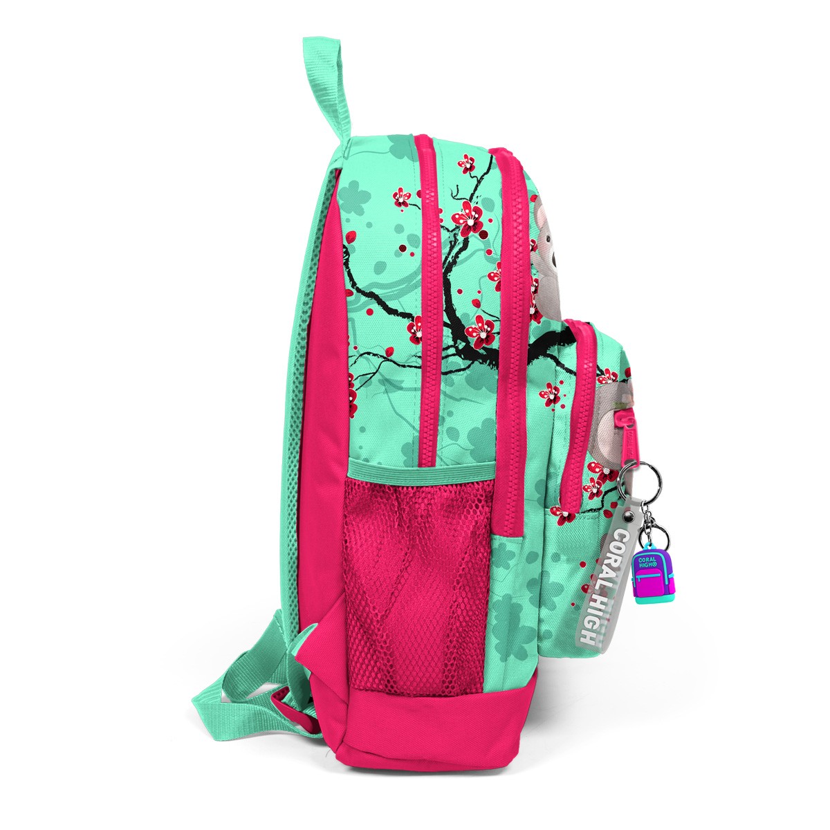 Coral High Kids  Su Yeşili Neon Mercan Koala Desenli Dört Bölmeli USB'li Okul Sırt Çantası  23813