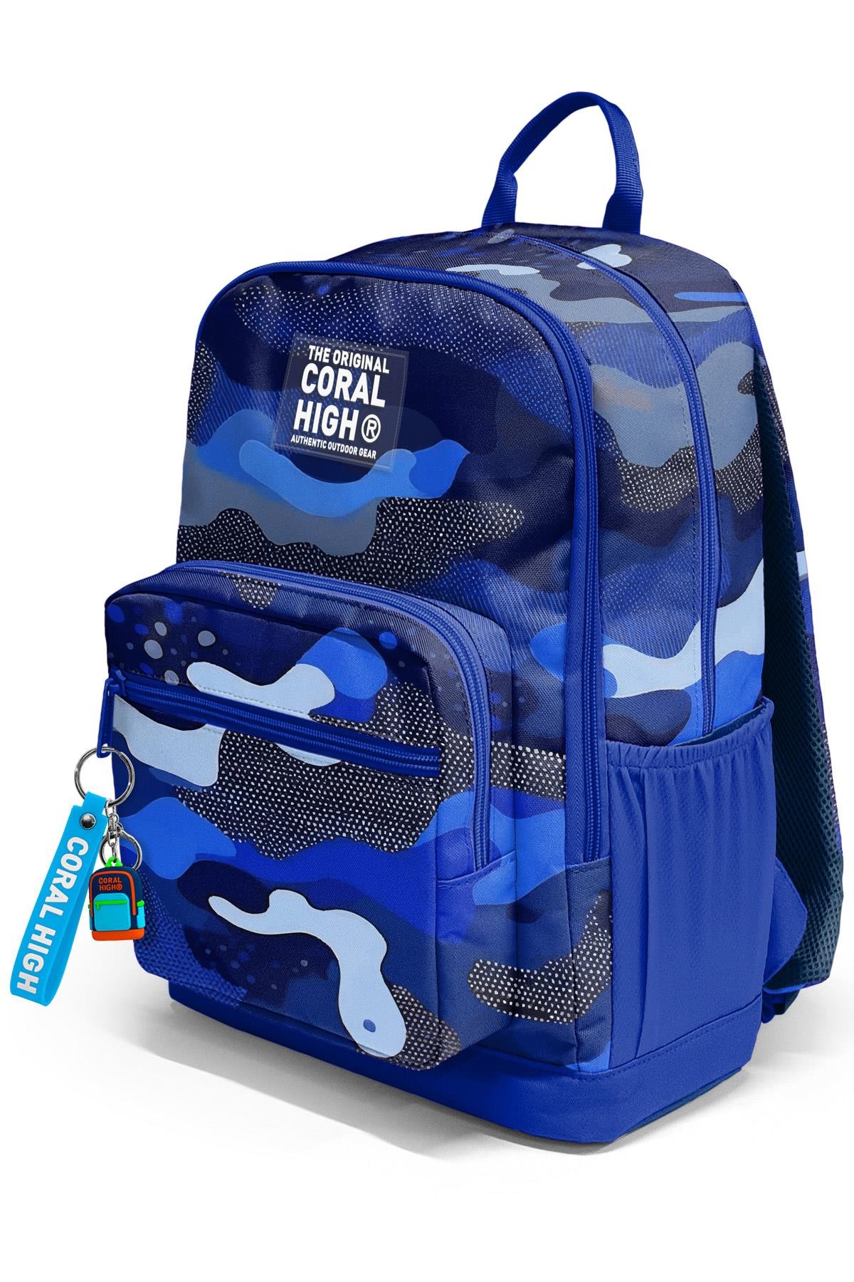 Coral High Lacivert Saks Kamuflaj Desenli Okul Sırt Çantası 23689
