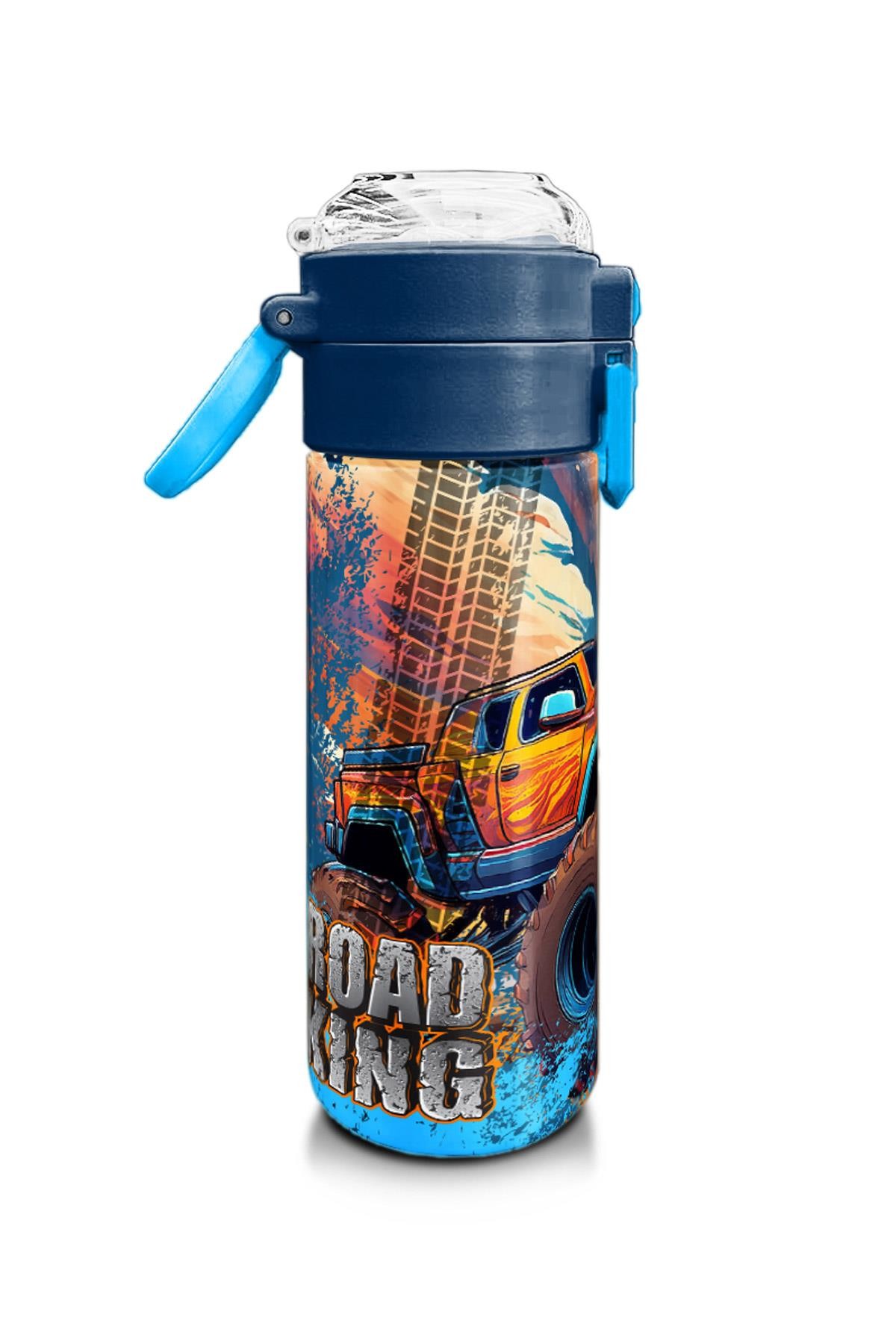Coral High Kids Turuncu High Wheels Truck Desenli Pipetli ve Direkt İçim Çelik Termos 500 ml 31994