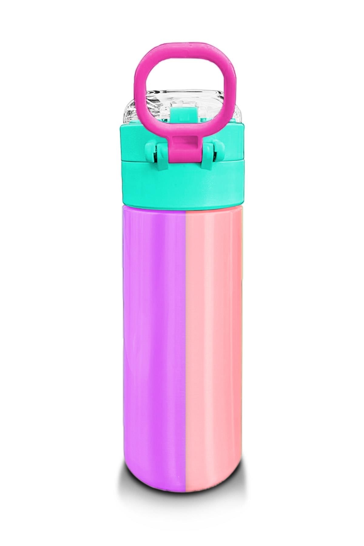 Coral High Kids Renkli Çizgili Pipetli ve Direkt İçim Çelik Termos 500 ml 31844