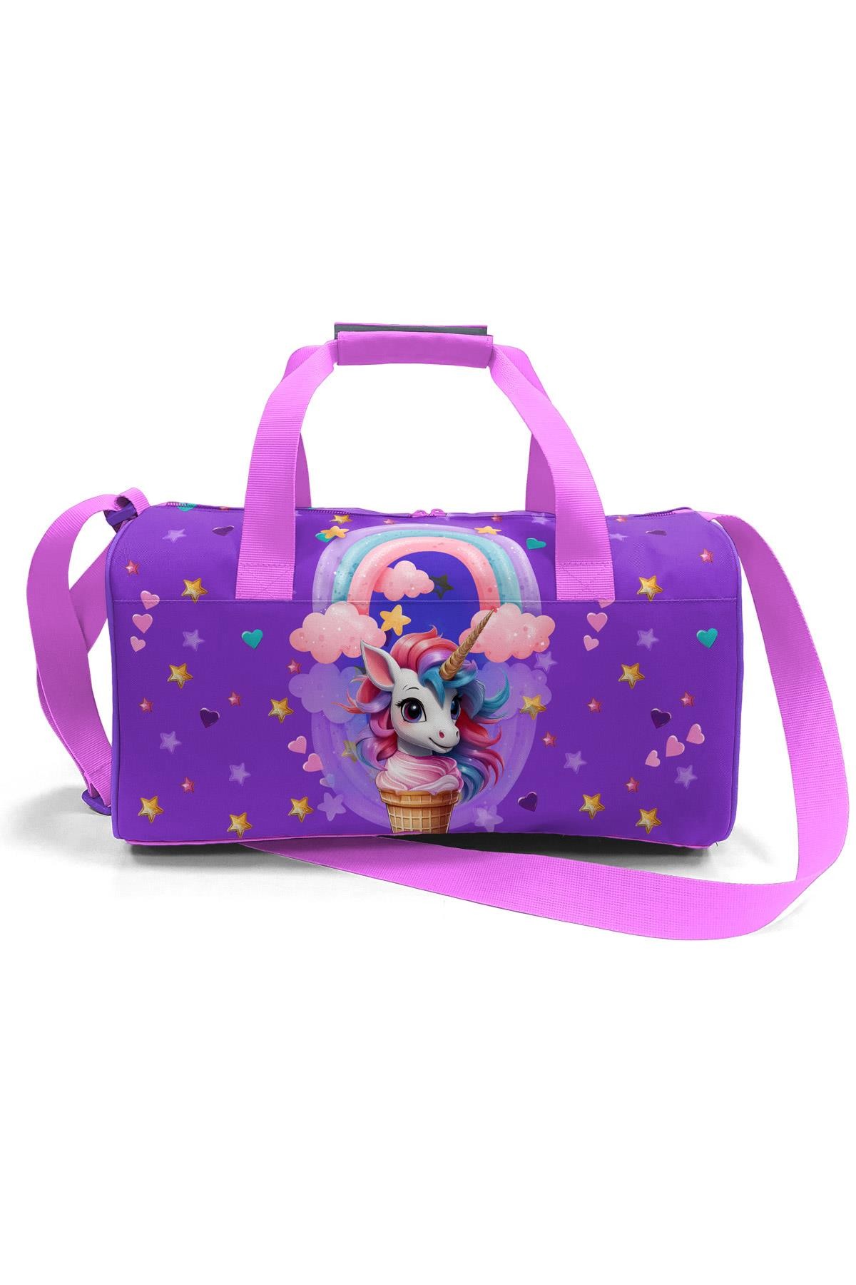 Coral High Mor Pembe Unicorn Dondurma Desenli Spor Çantası 27542