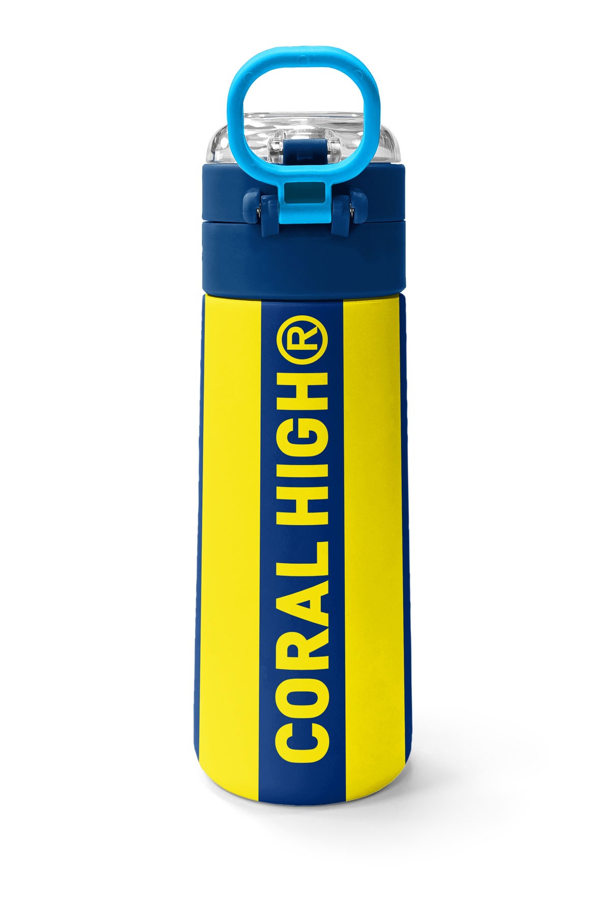 Coral High Kids Sarı Lacivert Çubuklu Pipetli ve Direkt İçim Çelik Termos 500 ml 31791