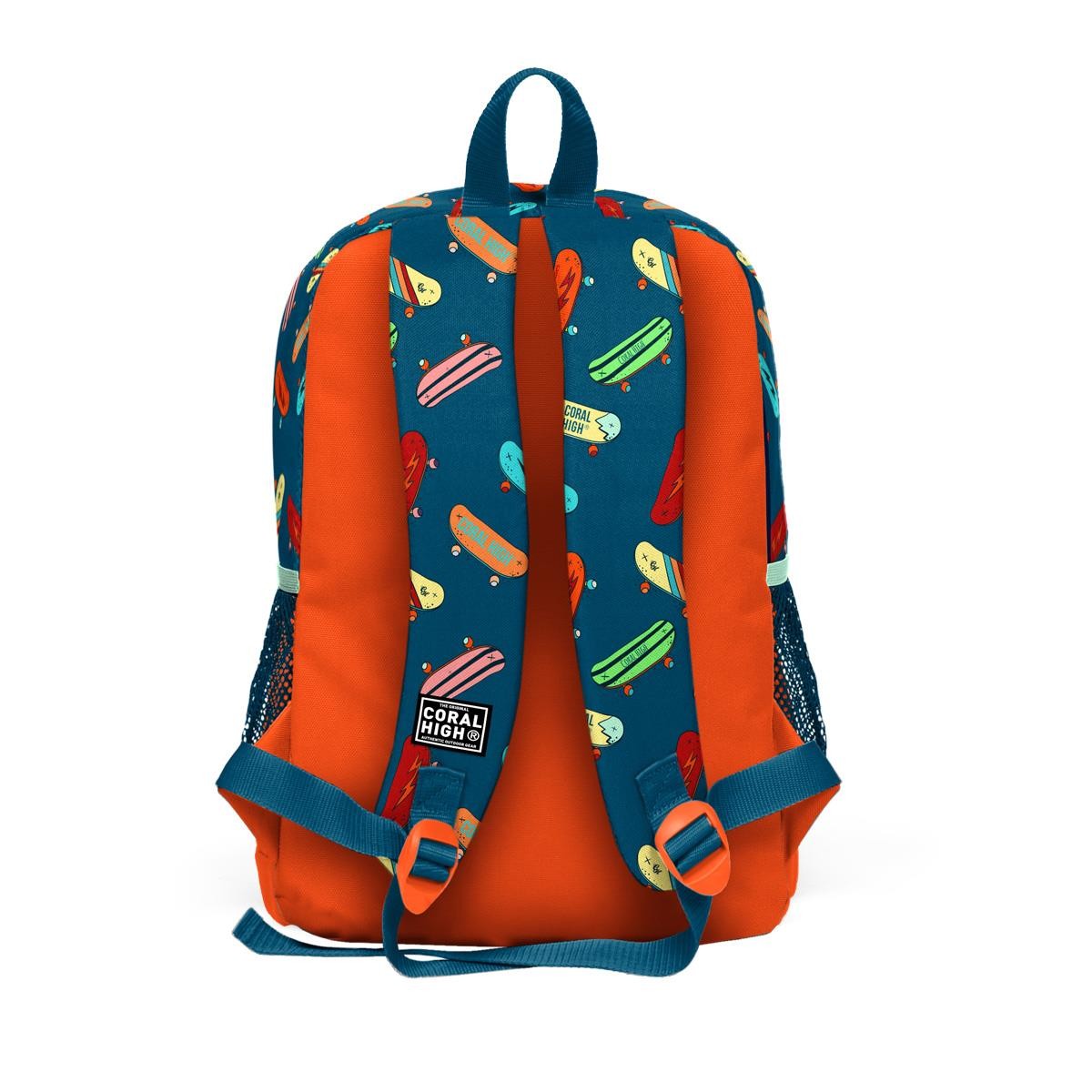 Coral High Kids Civit Neon Turuncu Kaykay Desenli 3’lü Okul Çanta Seti SET0123723