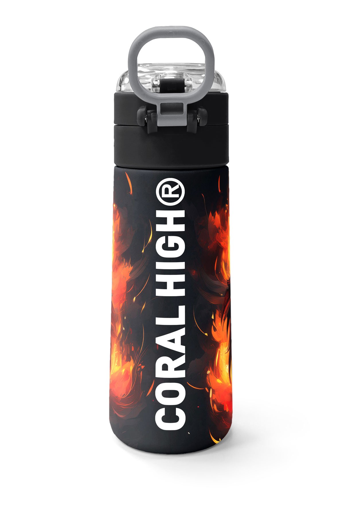 Coral High Kids Siyah Aslan Desenli Pipetli ve Direkt İçim Çelik Termos 500 ml 31871