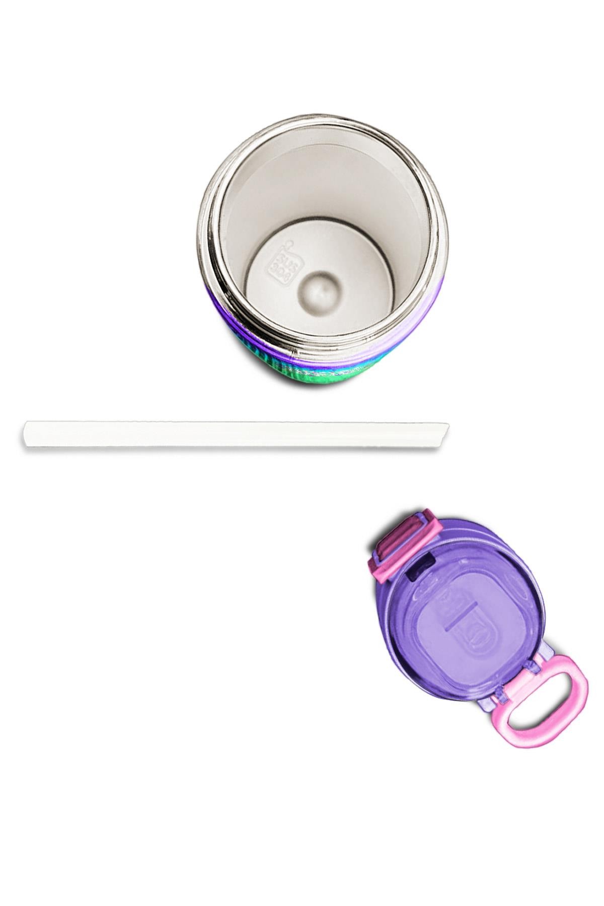 Coral High Kids Mor Lila Renk Geçişli Pipetli ve Direkt İçim Çelik Termos 500 ml 31850