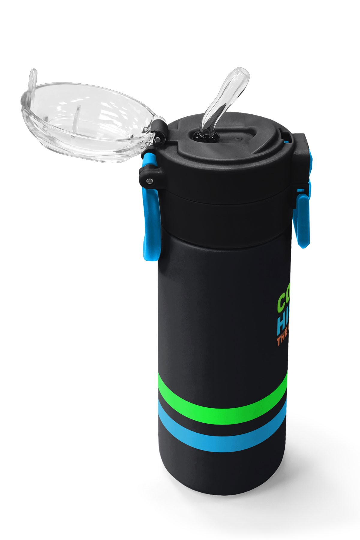 Coral High Kids Siyah Pipetli ve Direkt İçim Çelik Termos 500 ml 31929