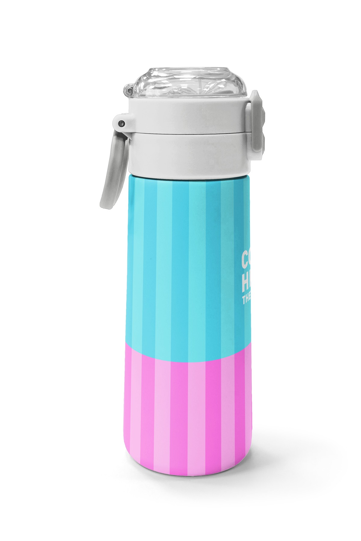 Coral High Kids Renkli Çizgili Desenli Pipetli ve Direkt İçim Çelik Termos 500 ml 31987