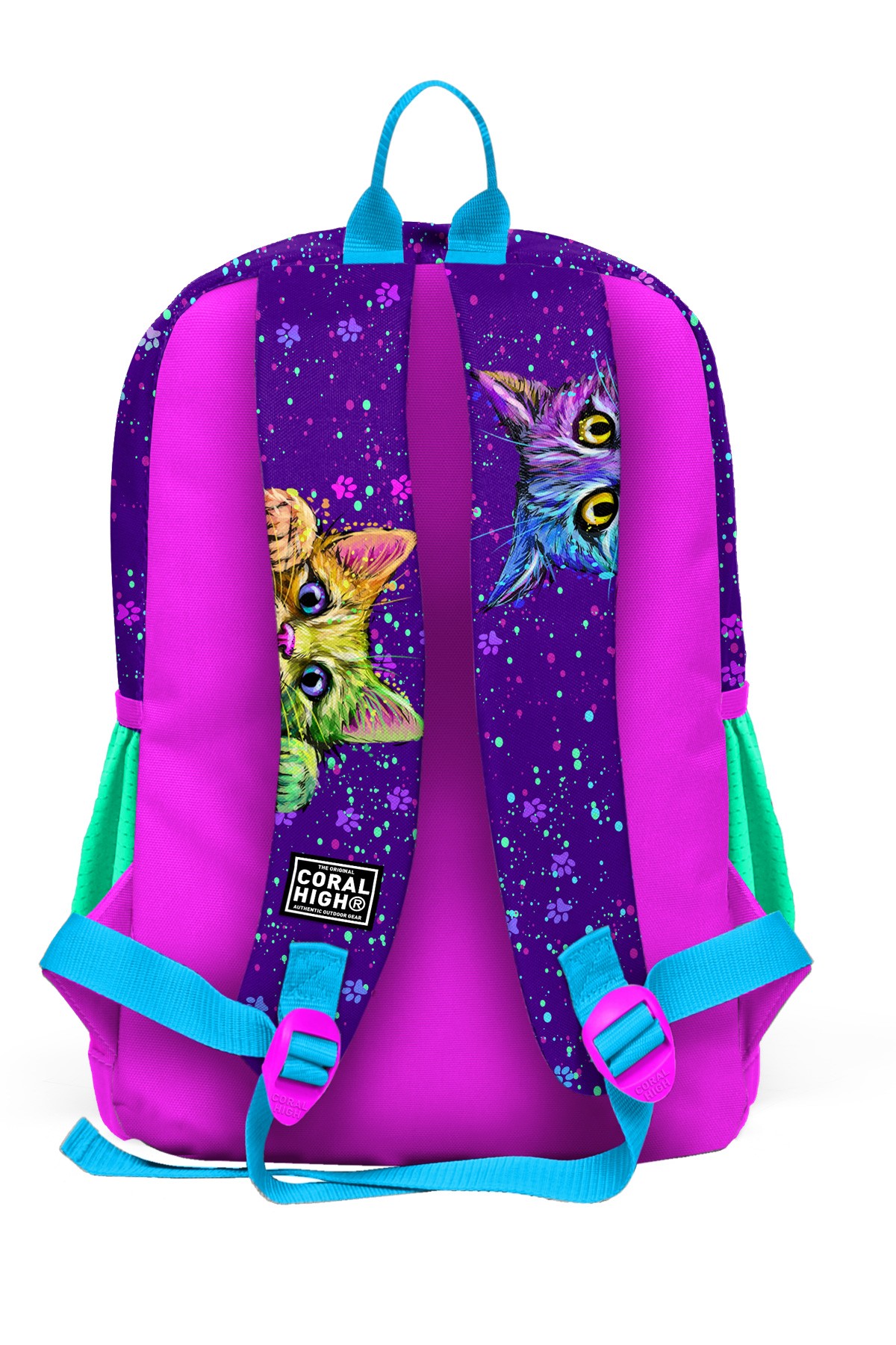 Coral High Kids Mor Pembe Kedi Desenli Dört Bölmeli Okul Sırt Çantası 23732