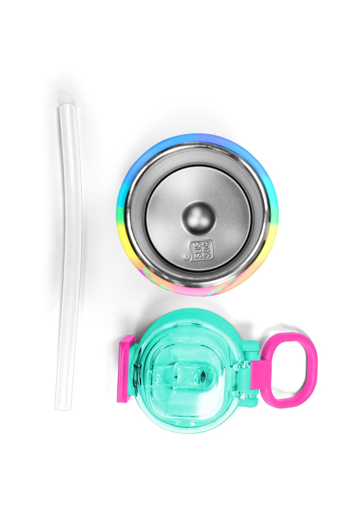 Coral High Kids Renkli Çizgili Desenli Pipetli ve Direkt İçim Çelik Termos 500 ml 31873
