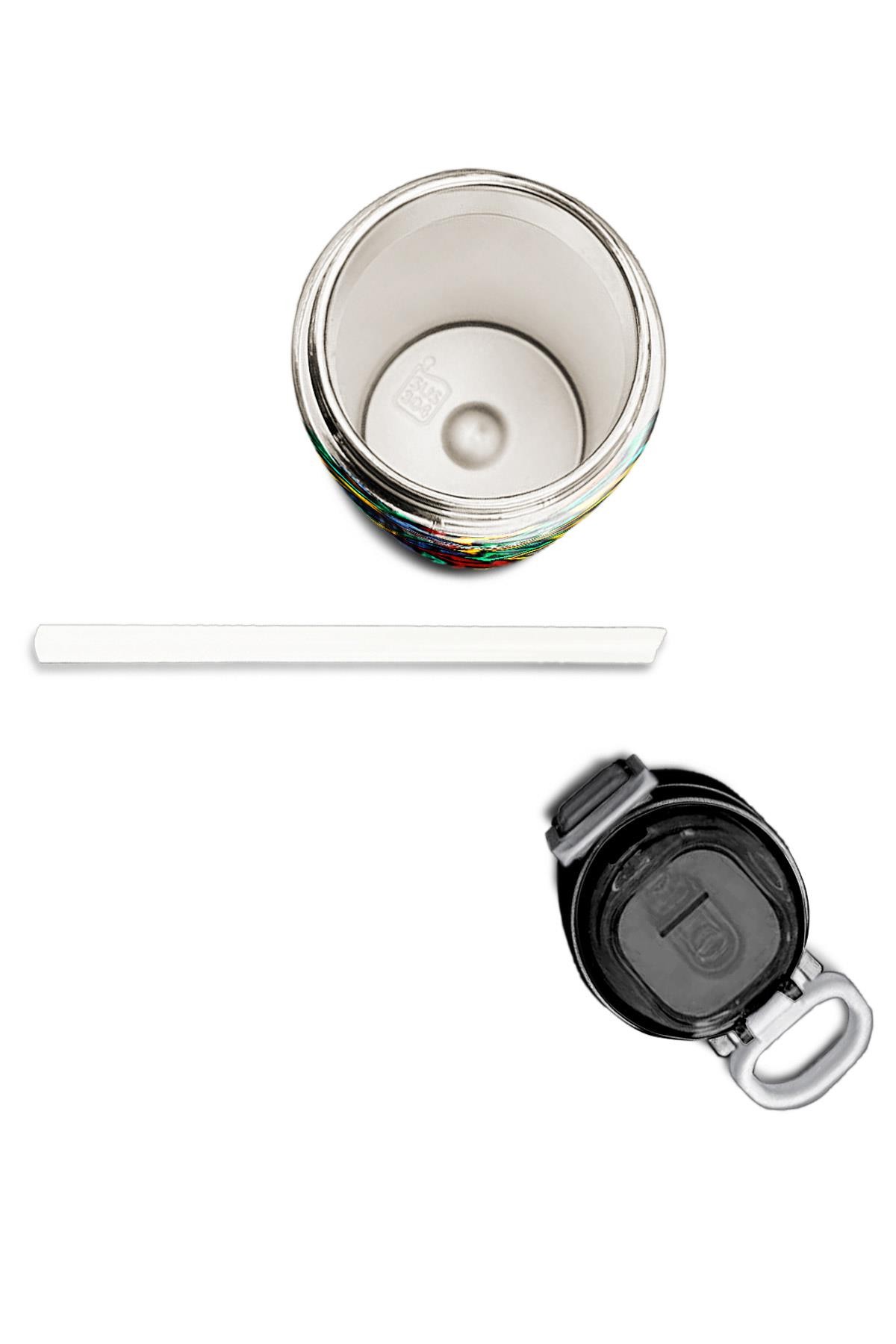 Coral High Kids Siyah Grafiti Desenli Pipetli ve Direkt İçim Çelik Termos 500 ml 31847
