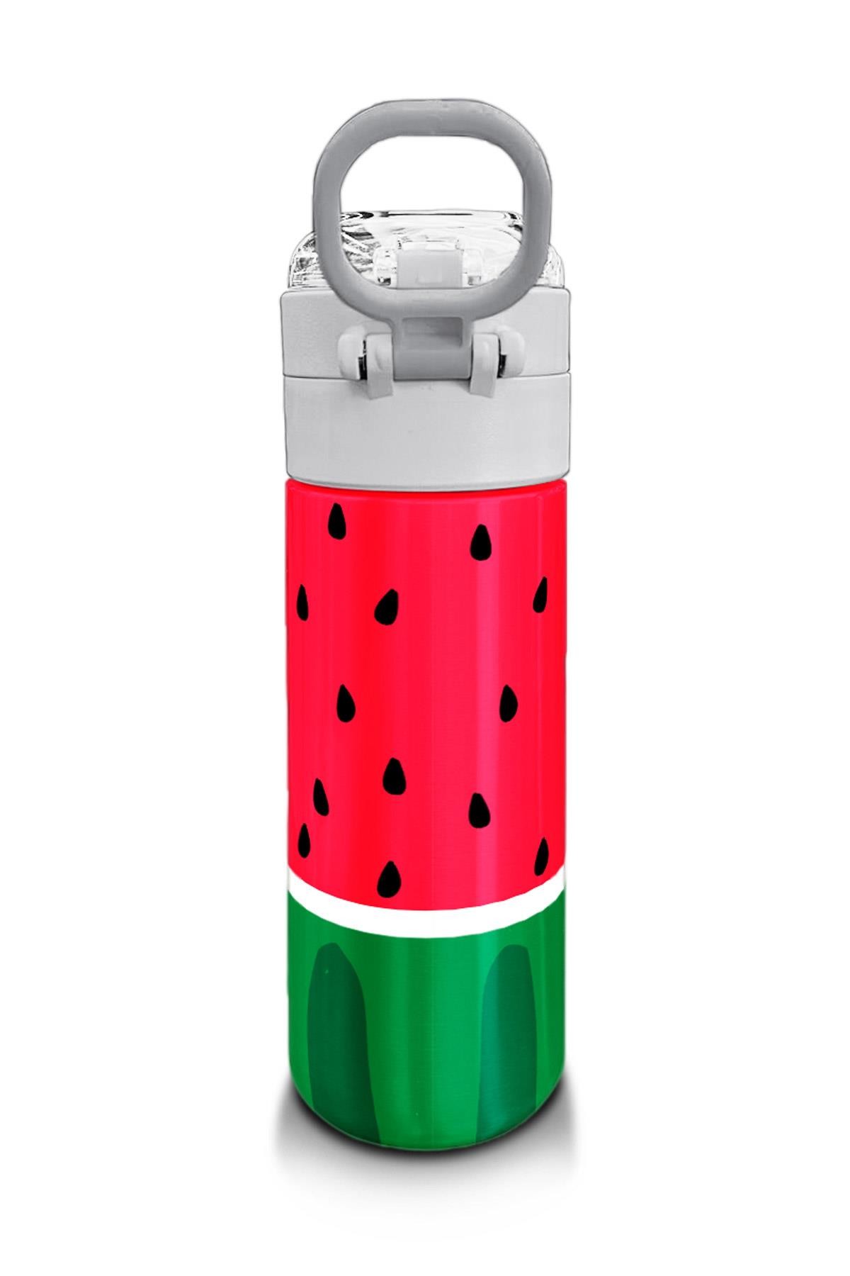 Coral High Kids Kırmızı Yeşil Karpuz Desenli Pipetli ve Direkt İçim Çelik Termos 500 ml 31866