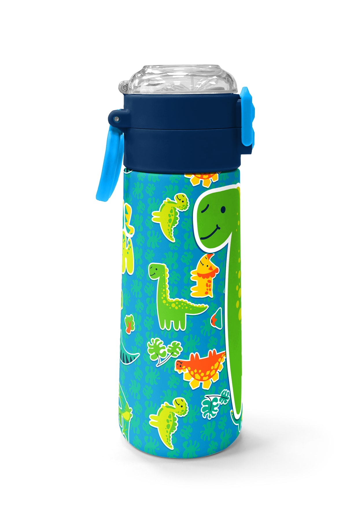 Coral High Kids Mavi Yeşil Dinozor Desenli Pipetli ve Direkt İçim Çelik Termos 500 ml 31798