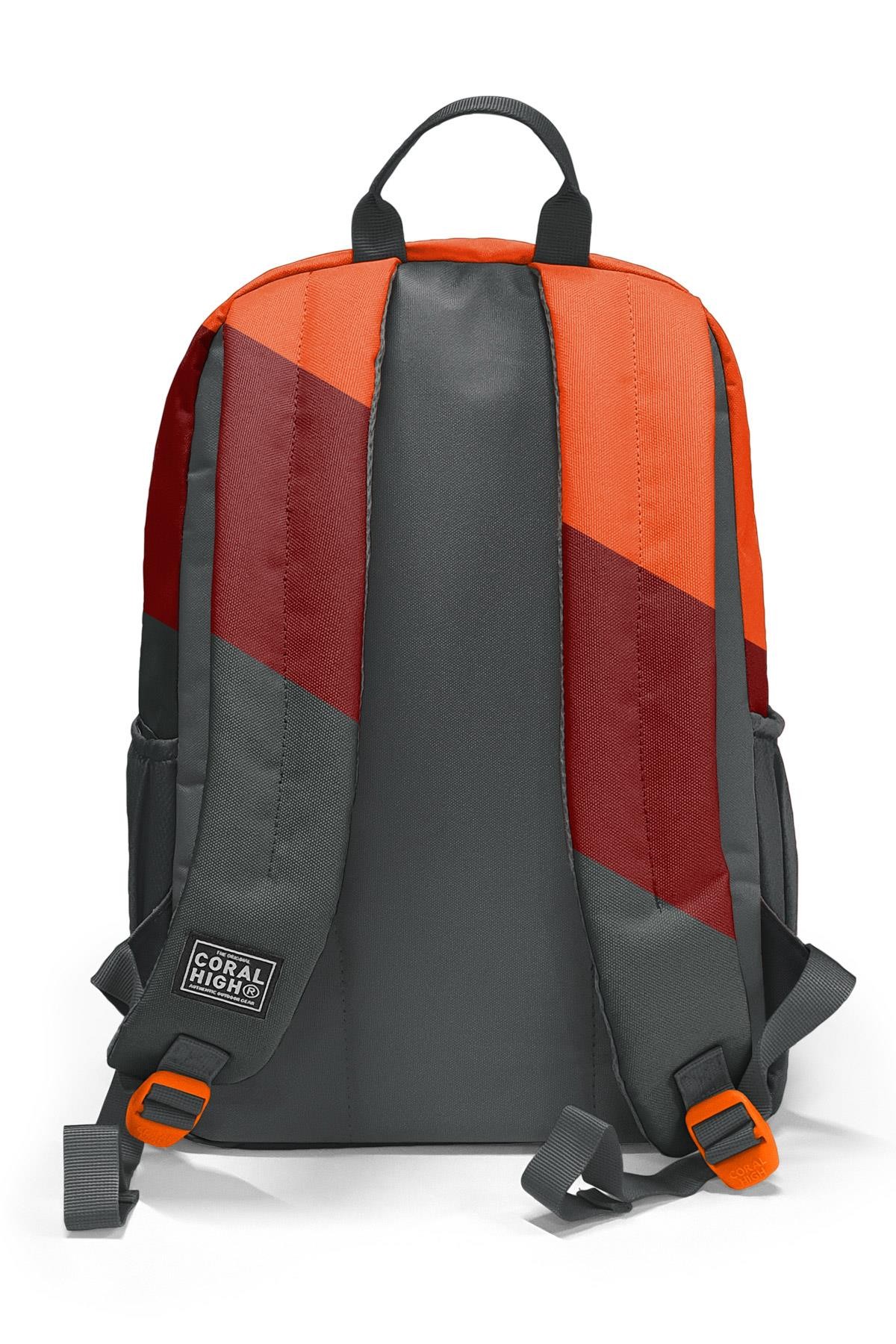 Coral High Koyu Gri Turuncu Bordo Renkli Okul Sırt Çantası 23692